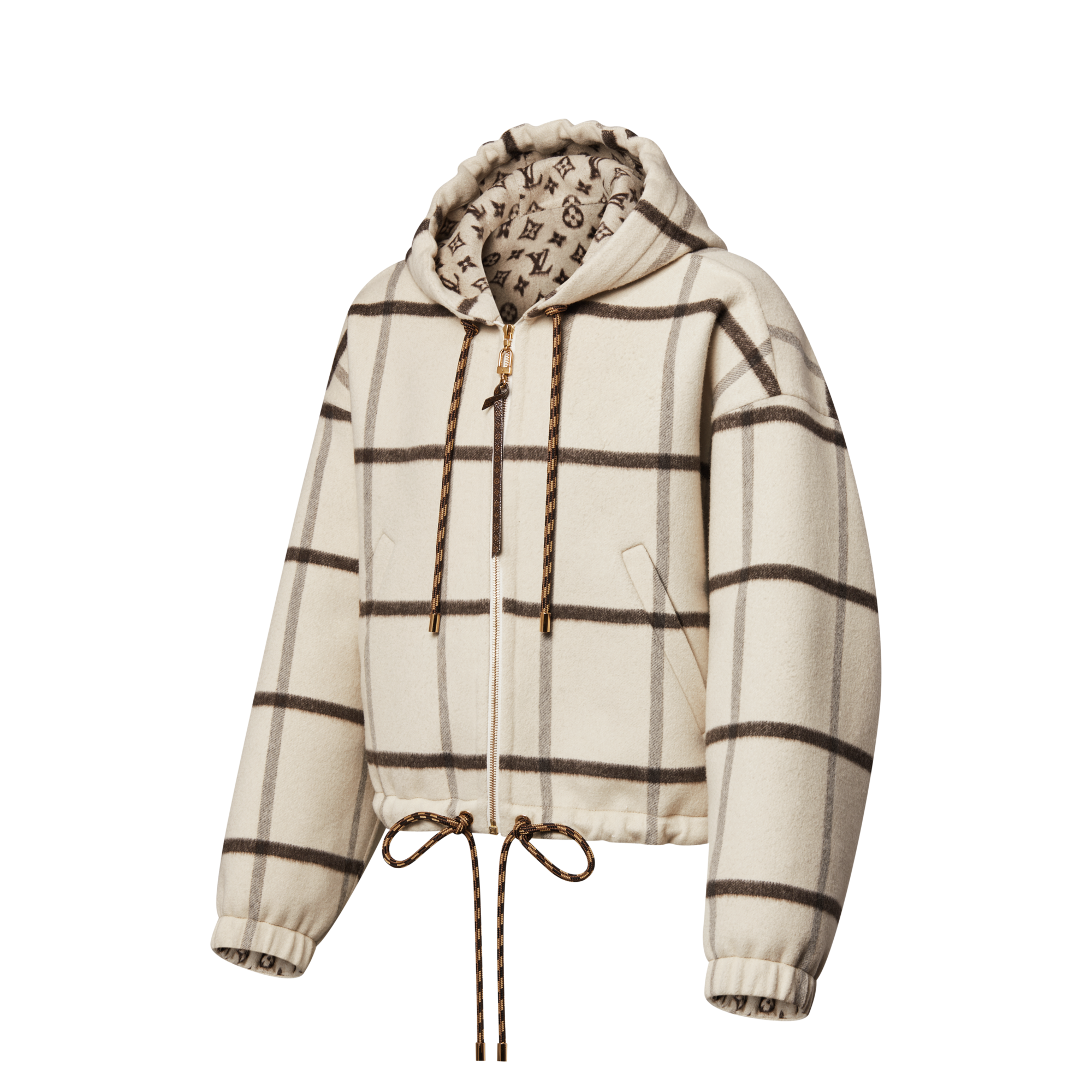 Check Motif Hooded Jacket  in Đồ Nữ