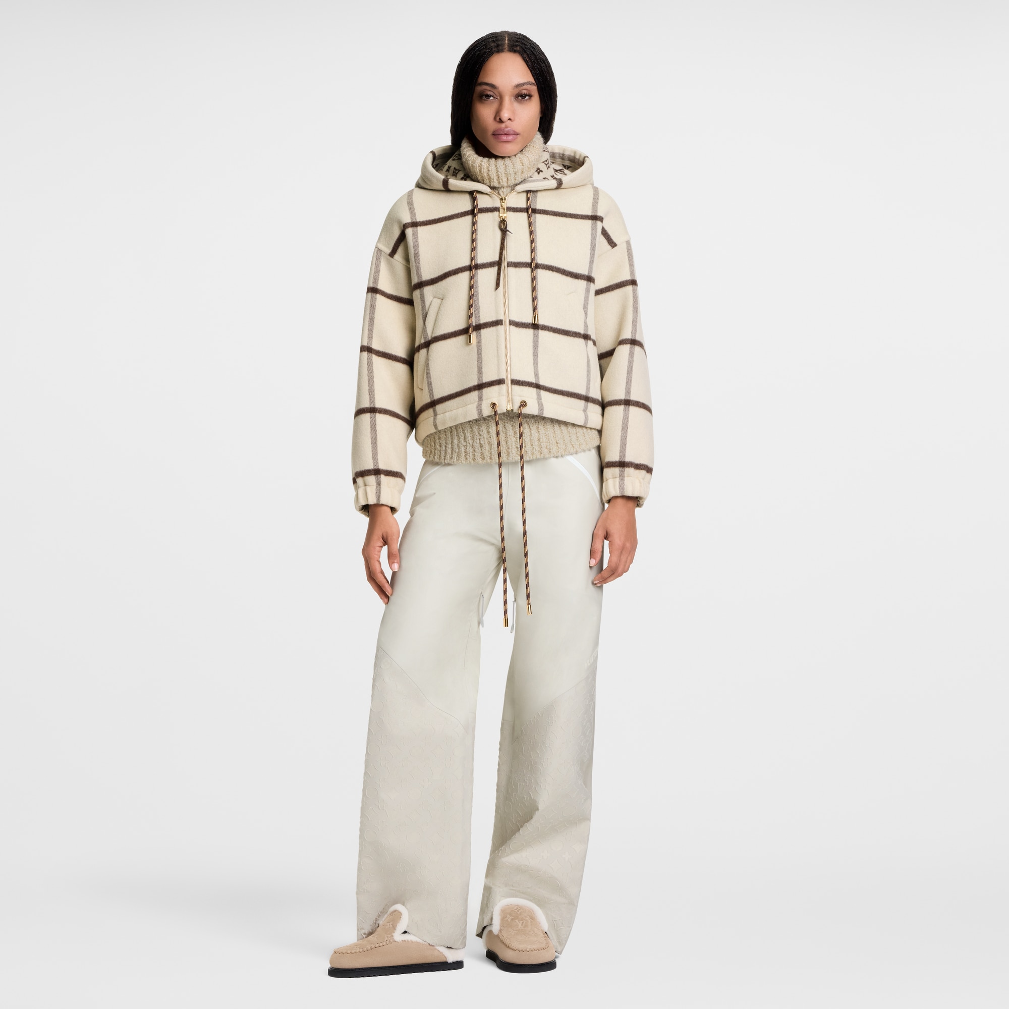 Check Motif Hooded Jacket  in Đồ Nữ