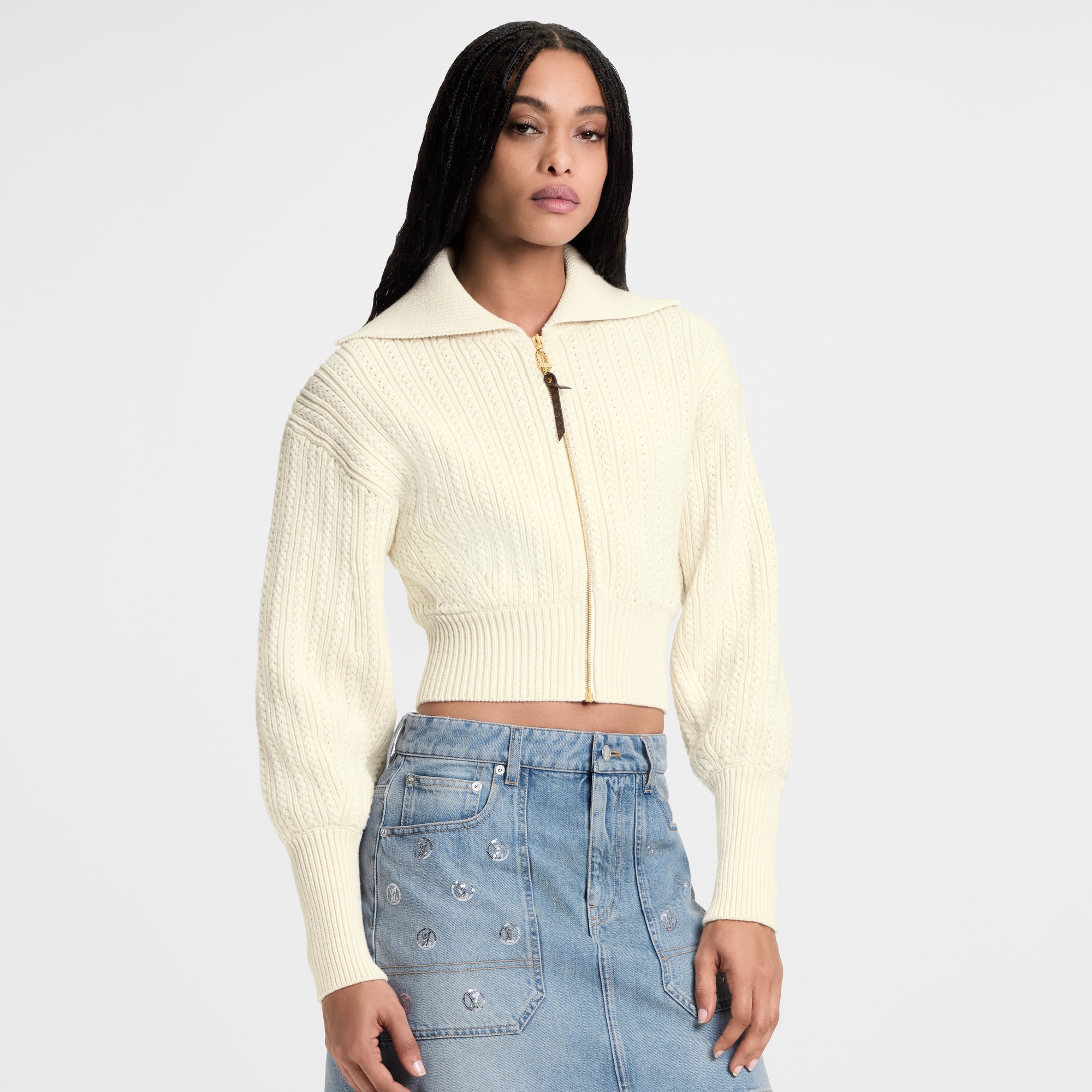 Cropped Rib-Knit Jacket
  in Đồ Nữ