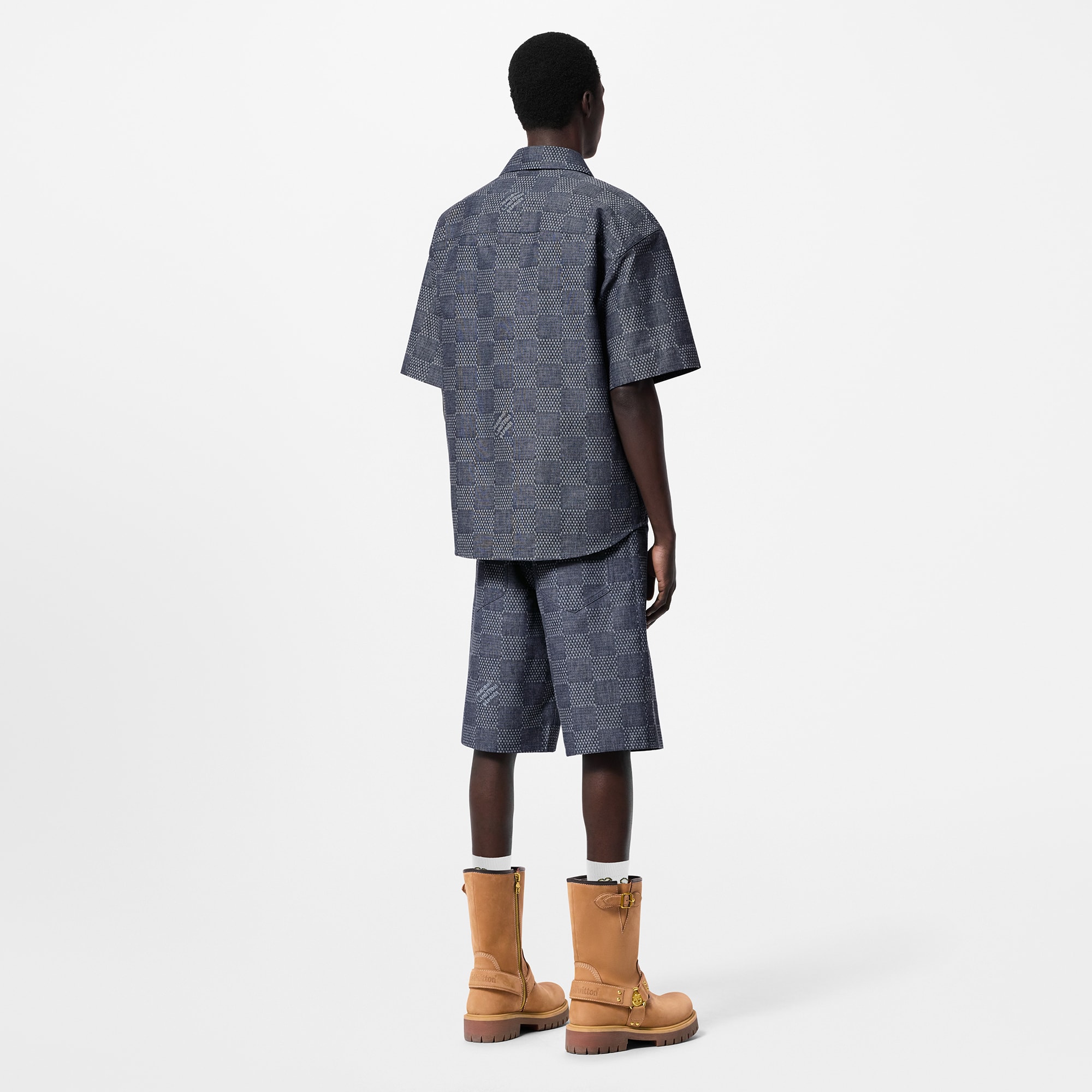 Quần Jean Ngắn Họa Tiết Damier  in Đồ Nam