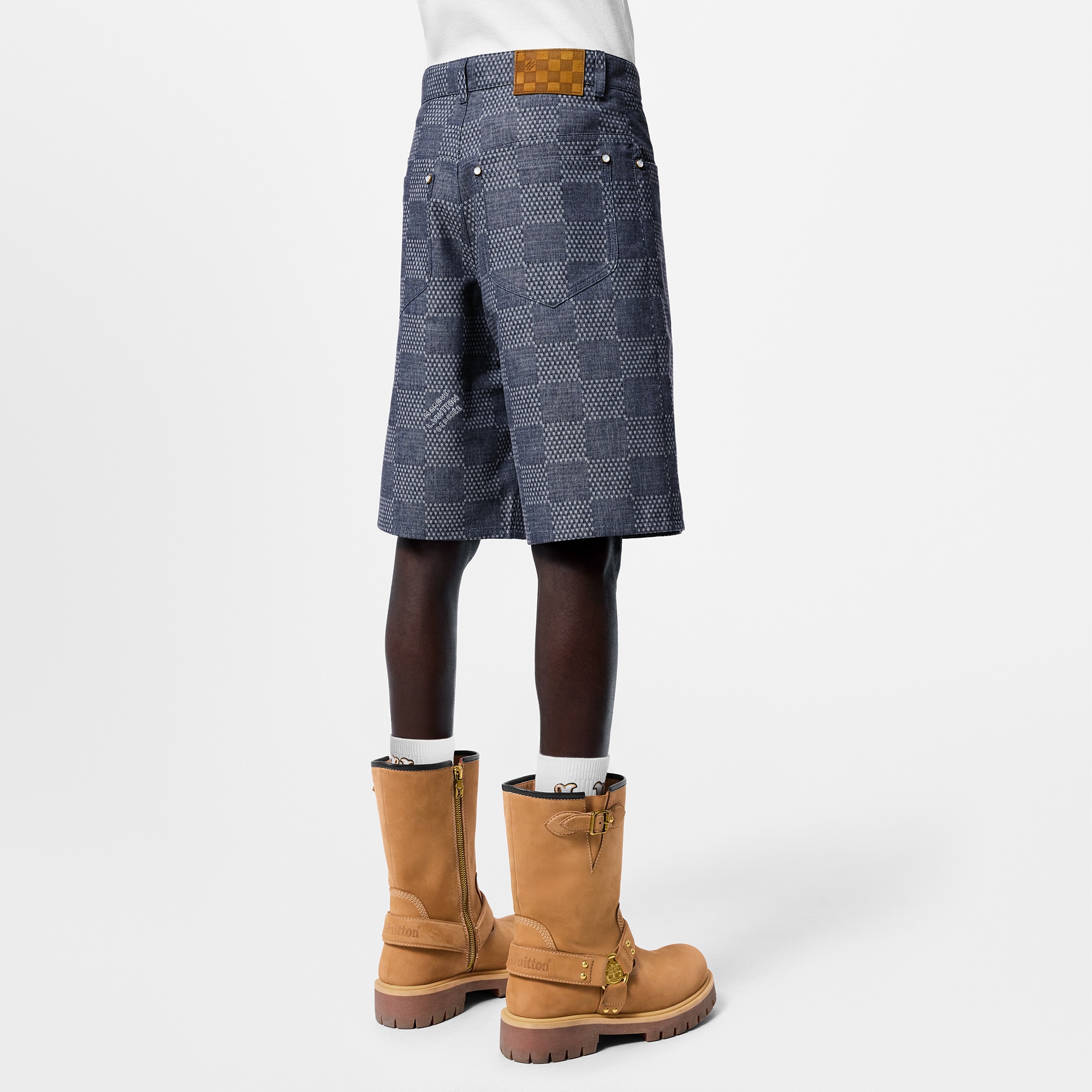 Quần Jean Ngắn Họa Tiết Damier  in Đồ Nam