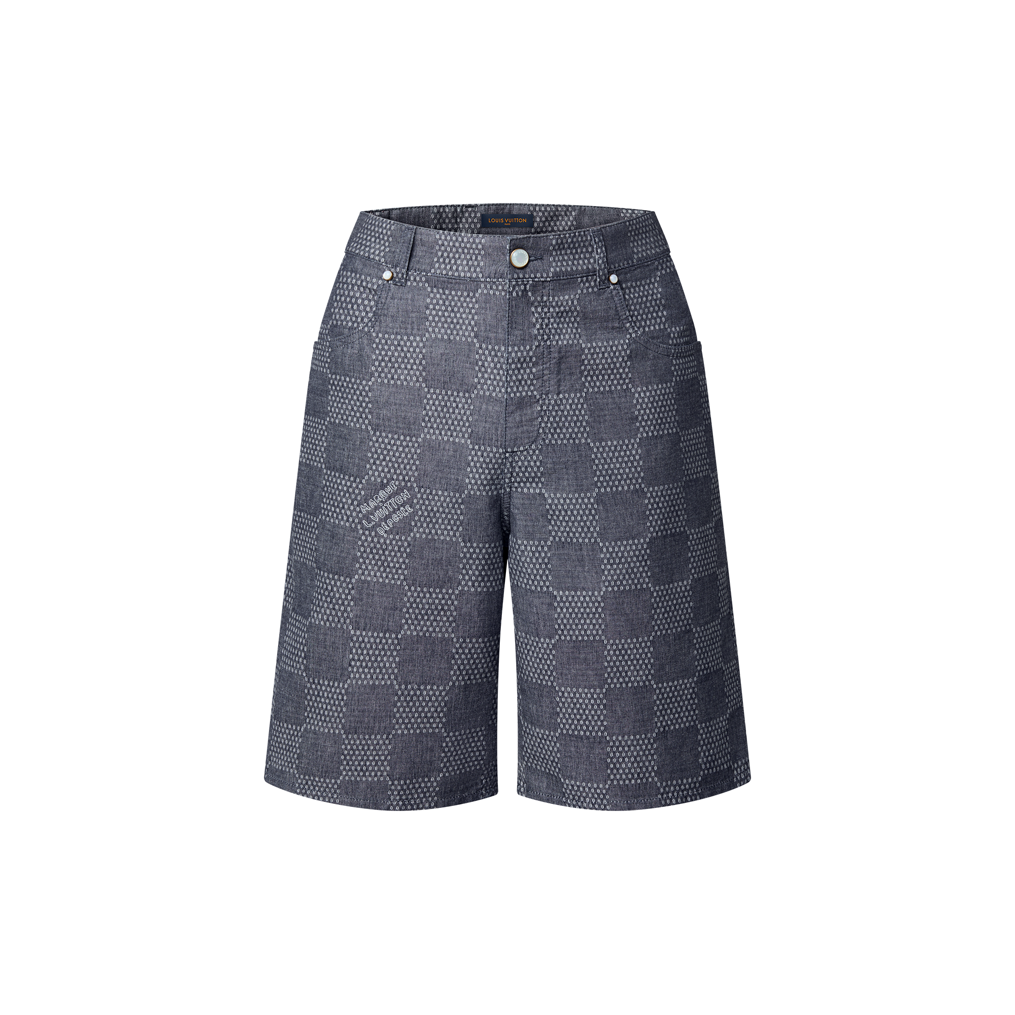 Quần Jean Ngắn Họa Tiết Damier  in Đồ Nam