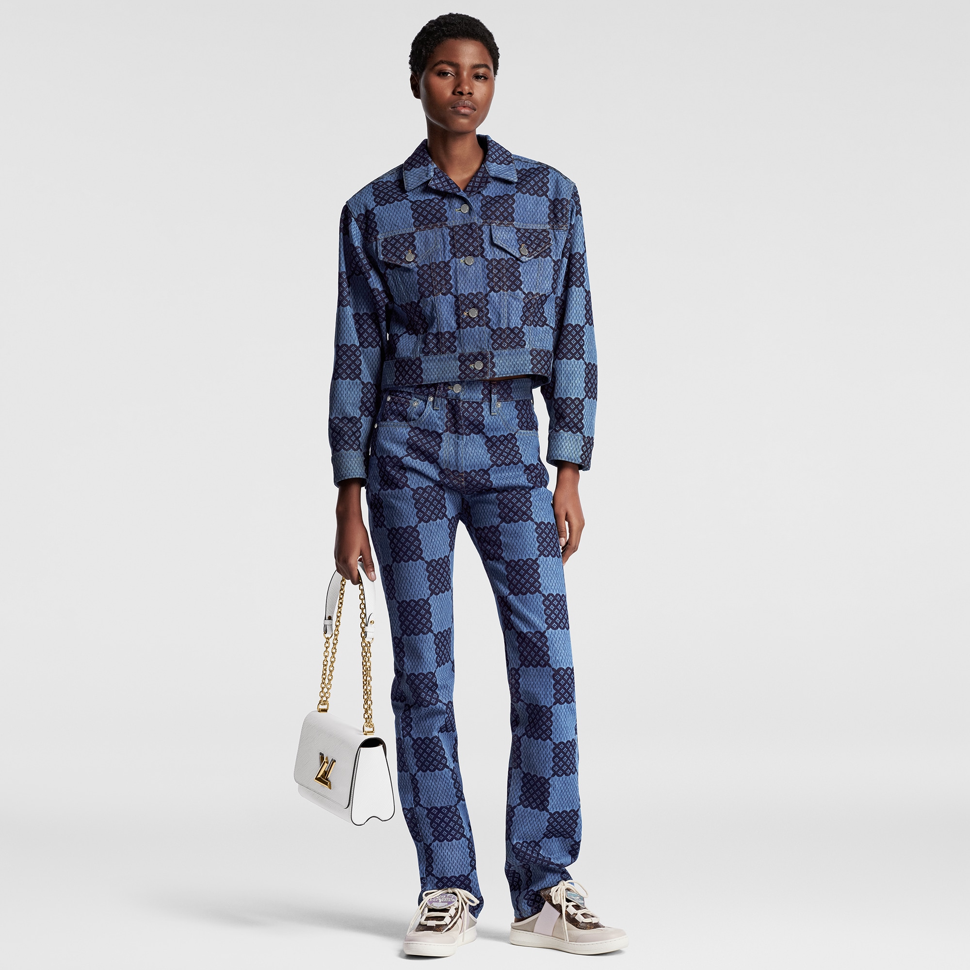 Áo Khoác Denim Họa Tiết Damier  in Đồ Nữ