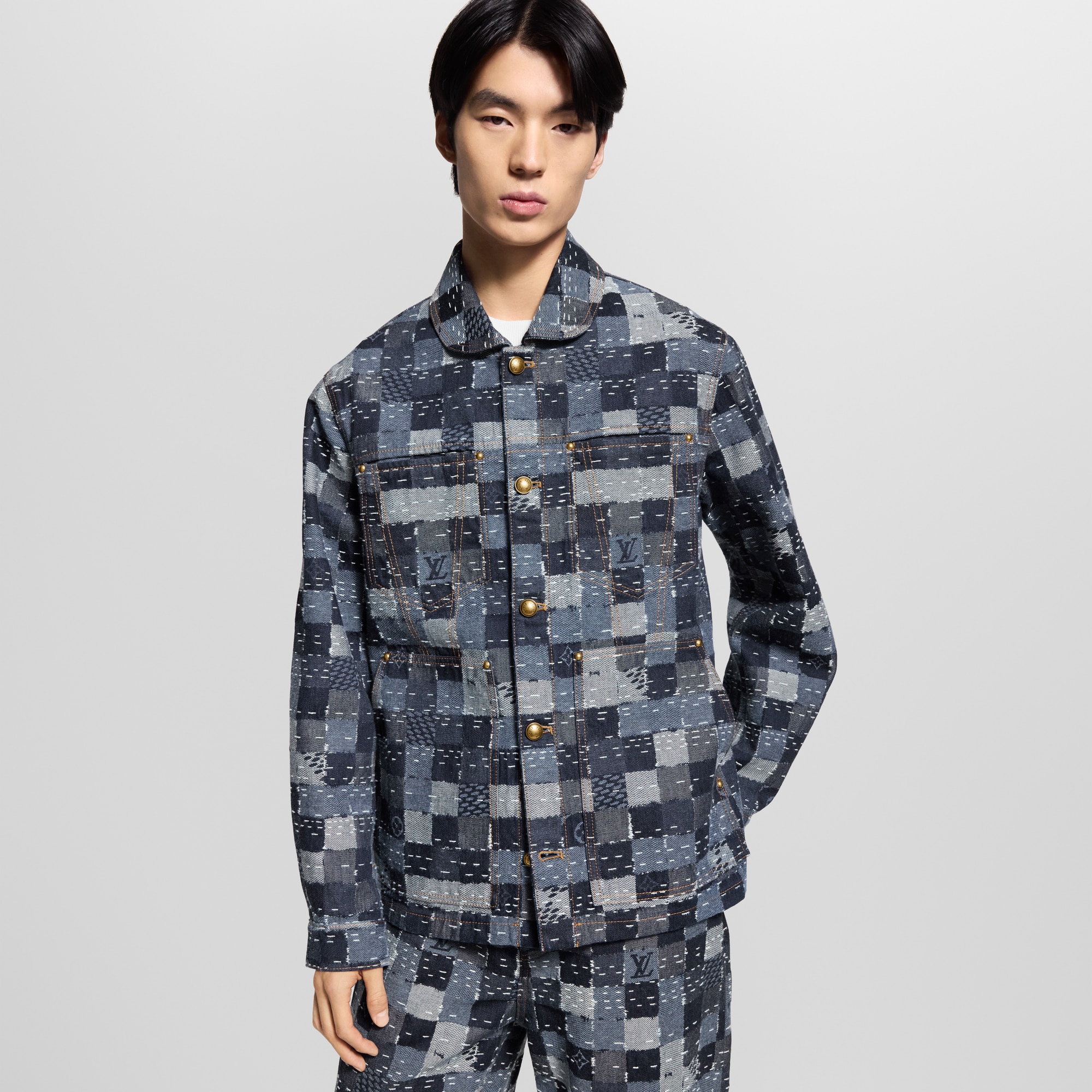 Áo Khoác Denim Họa Tiết Damier  in Đồ Nam