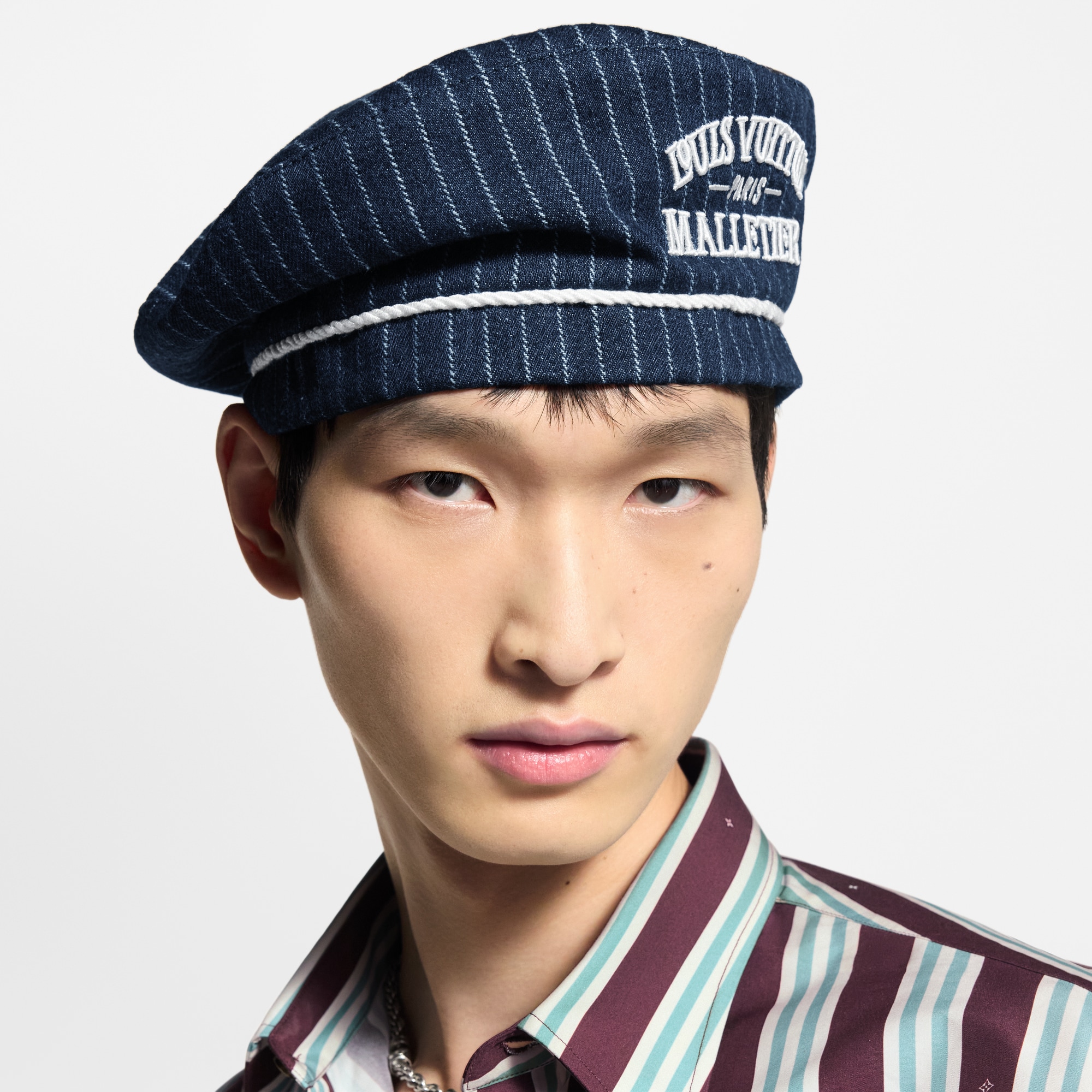 Mũ Denim Stripes Beret . in Đồ Nam