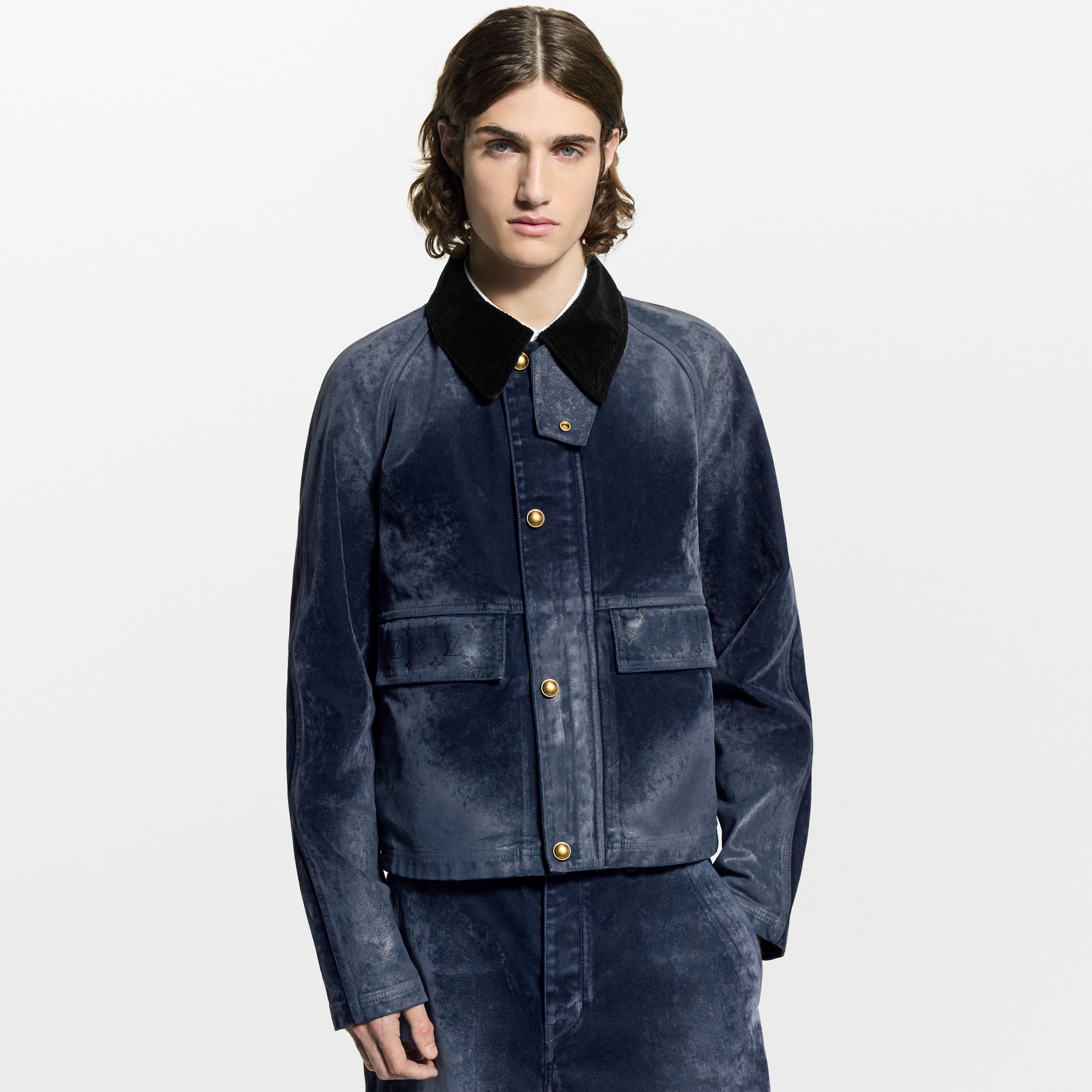 Flocked Denim Jacket With Monogram Details  in Đồ Nam