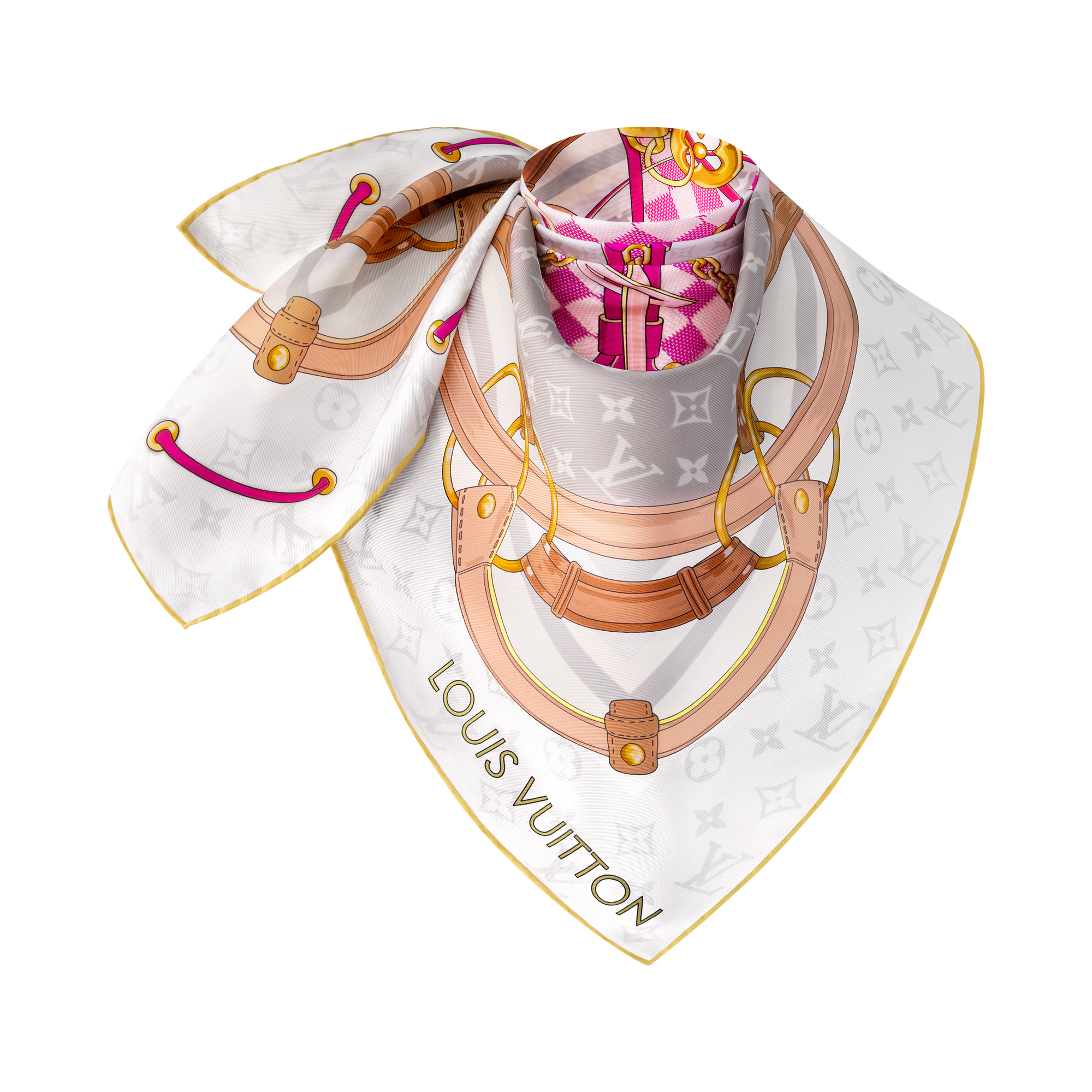 Khăn Lụa Vuông Flower And Straps 90 . in Đồ Nữ