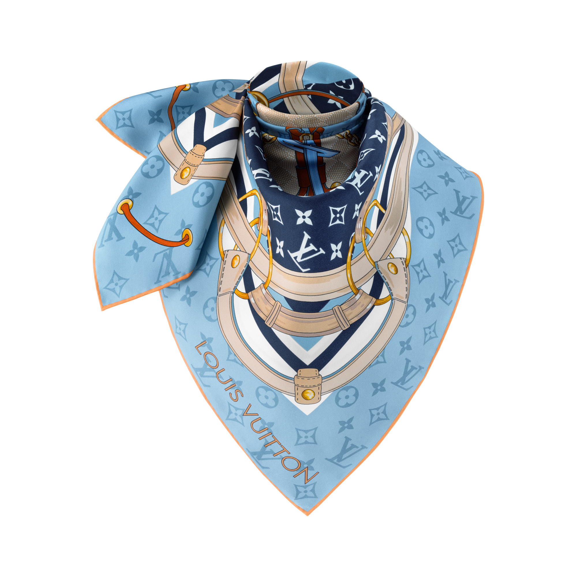 Khăn Lụa Vuông Flower And Straps 90 . in Đồ Nữ