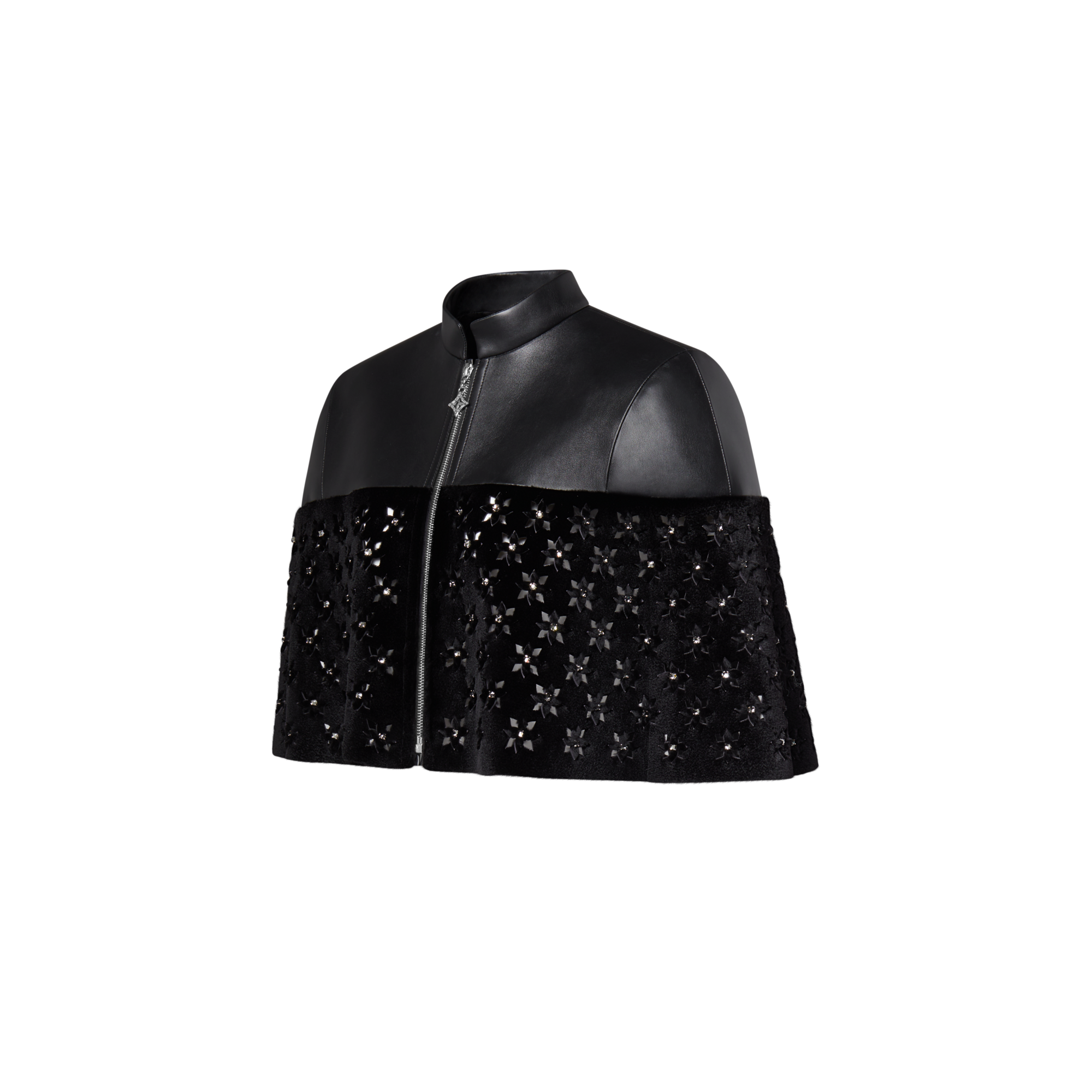 Fur Mix Leather Cropped Cape  in Đồ Nữ