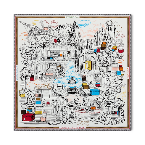 Khăn Lụa Vuông Gaston’s Travel 90 . in Đồ Nữ's Phụ kiện Khăn lụa collections by Louis Vuitton (Thu phóng sản phẩm)