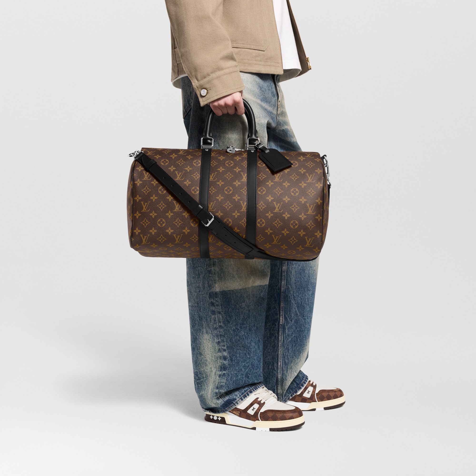 Túi Keepall Bandoulière 45 Monogram Macassar in Đồ Nam