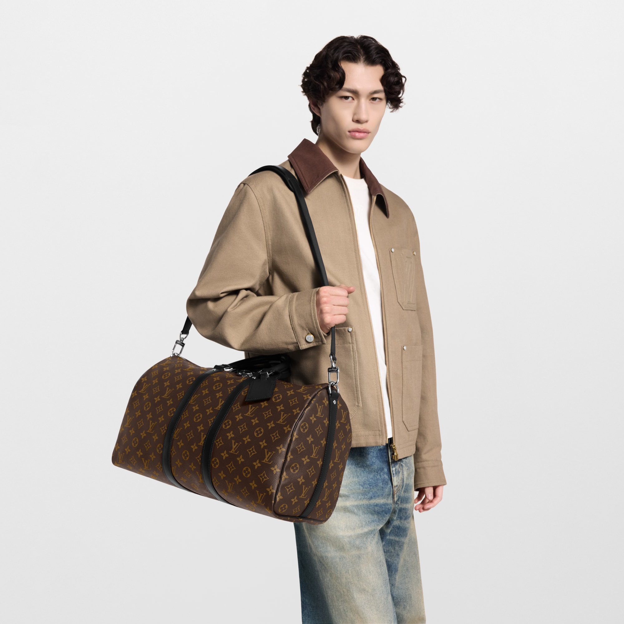 Túi Keepall Bandoulière 45 Monogram Macassar in Đồ Nam