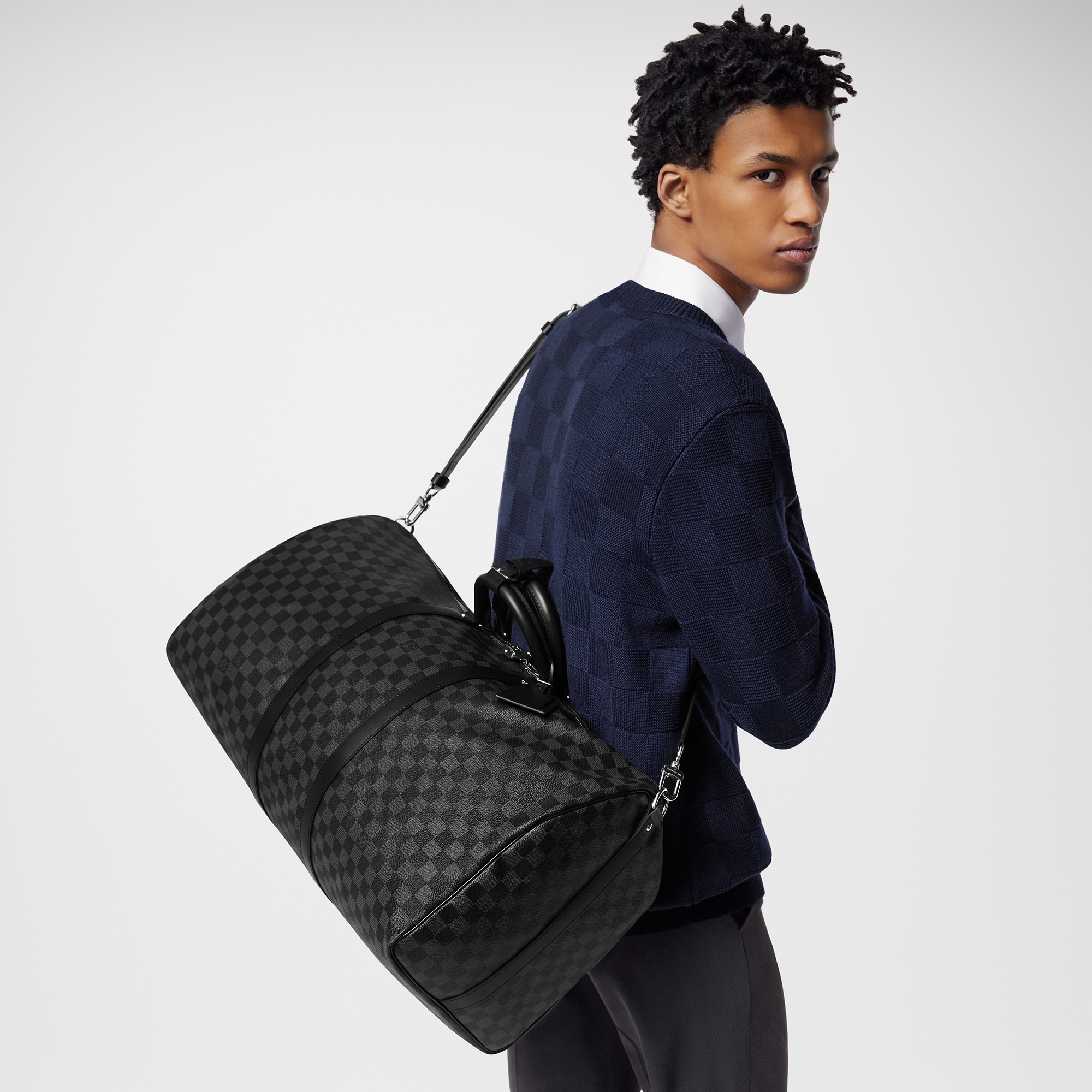 Túi Keepall Bandoulière 55 Damier Graphite Canvas in Đồ Nam