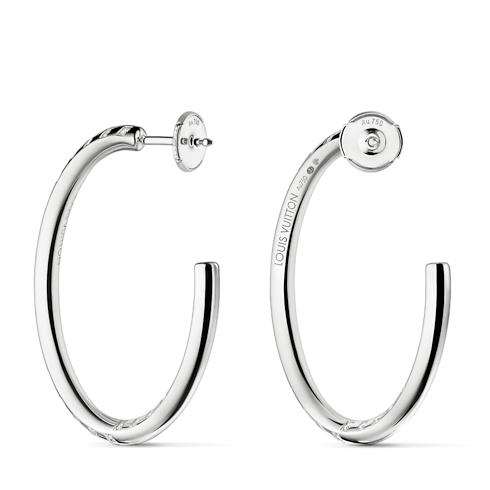 Le Damier de Louis Vuitton Large Hoops, White Gold and Diamonds in Trang sức's Danh mục sản phẩm Khuyên tai collections by Louis Vuitton (Thu phóng sản phẩm)