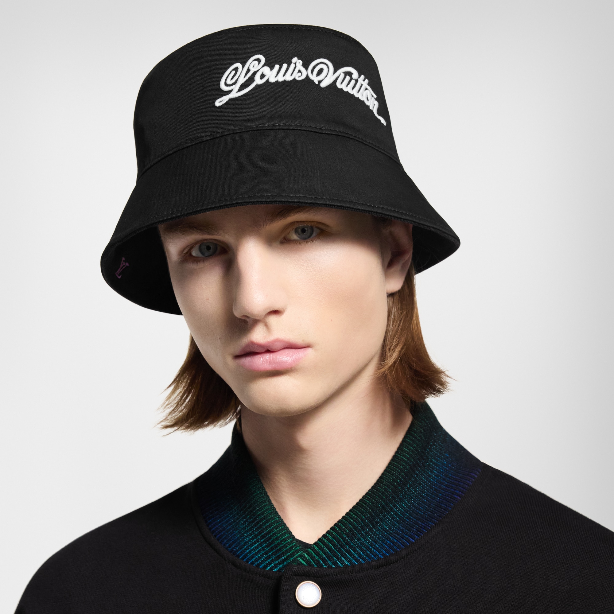 Mũ Hai Mặt LV Blason Shading Denim Bucket . in Đồ Nam