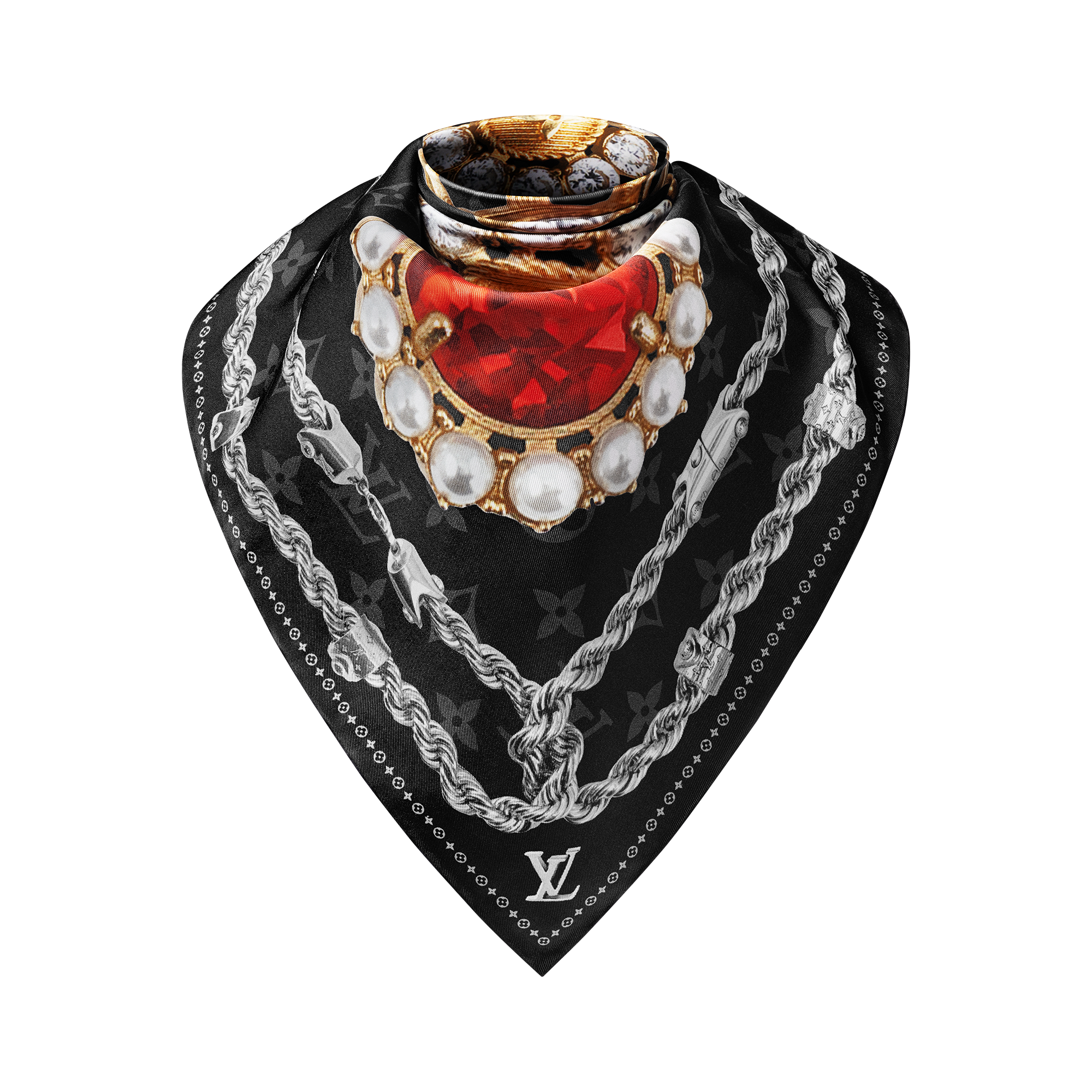 Khăn Lụa Vuông LV Dynasty Brooch . in Đồ Nam