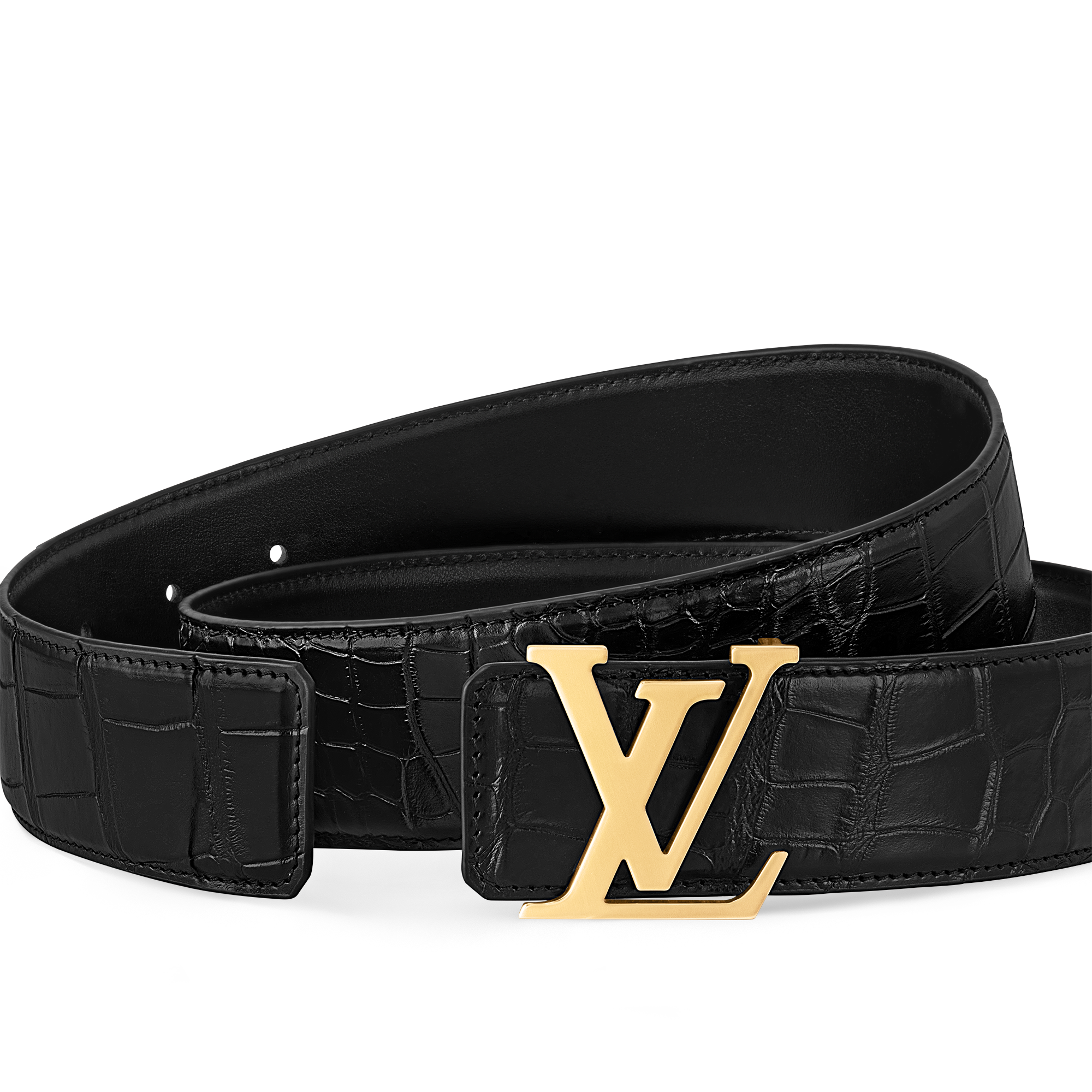 Thắt Lưng Hai Mặt LV Initiales 40MM Da cá sấu bóng in Đồ Nam