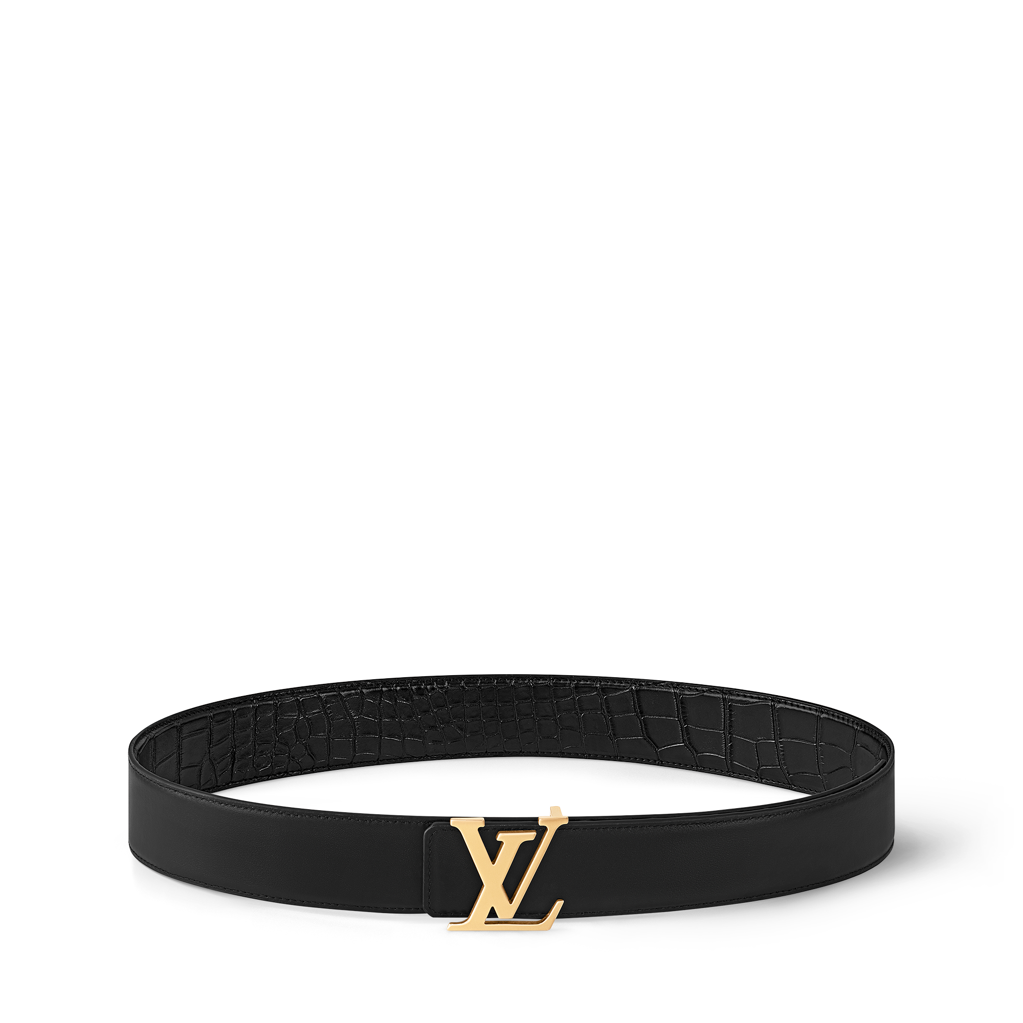 Thắt Lưng Hai Mặt LV Initiales 40MM Da cá sấu bóng in Đồ Nam