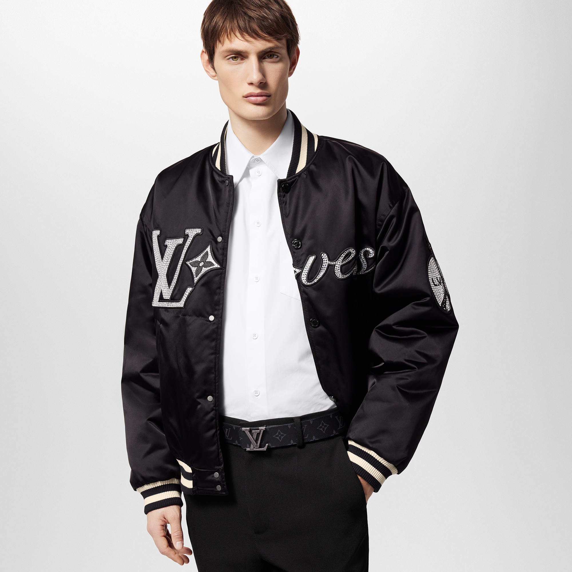 Thắt Lưng Hai Mặt LV Stitch 40MM Monogram Eclipse in Đồ Nam