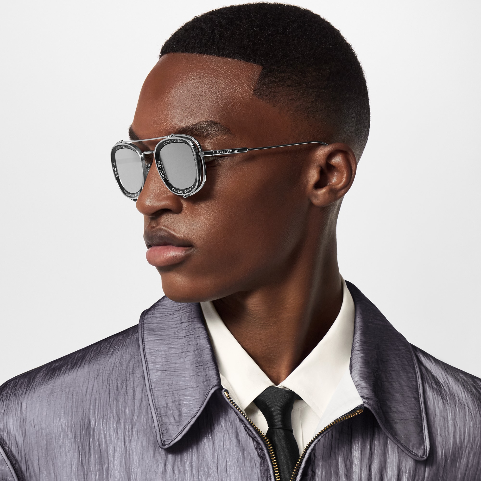 Mắt Kính Dáng Vuông LV Super Vision Metal Pilot . in Đồ Nam