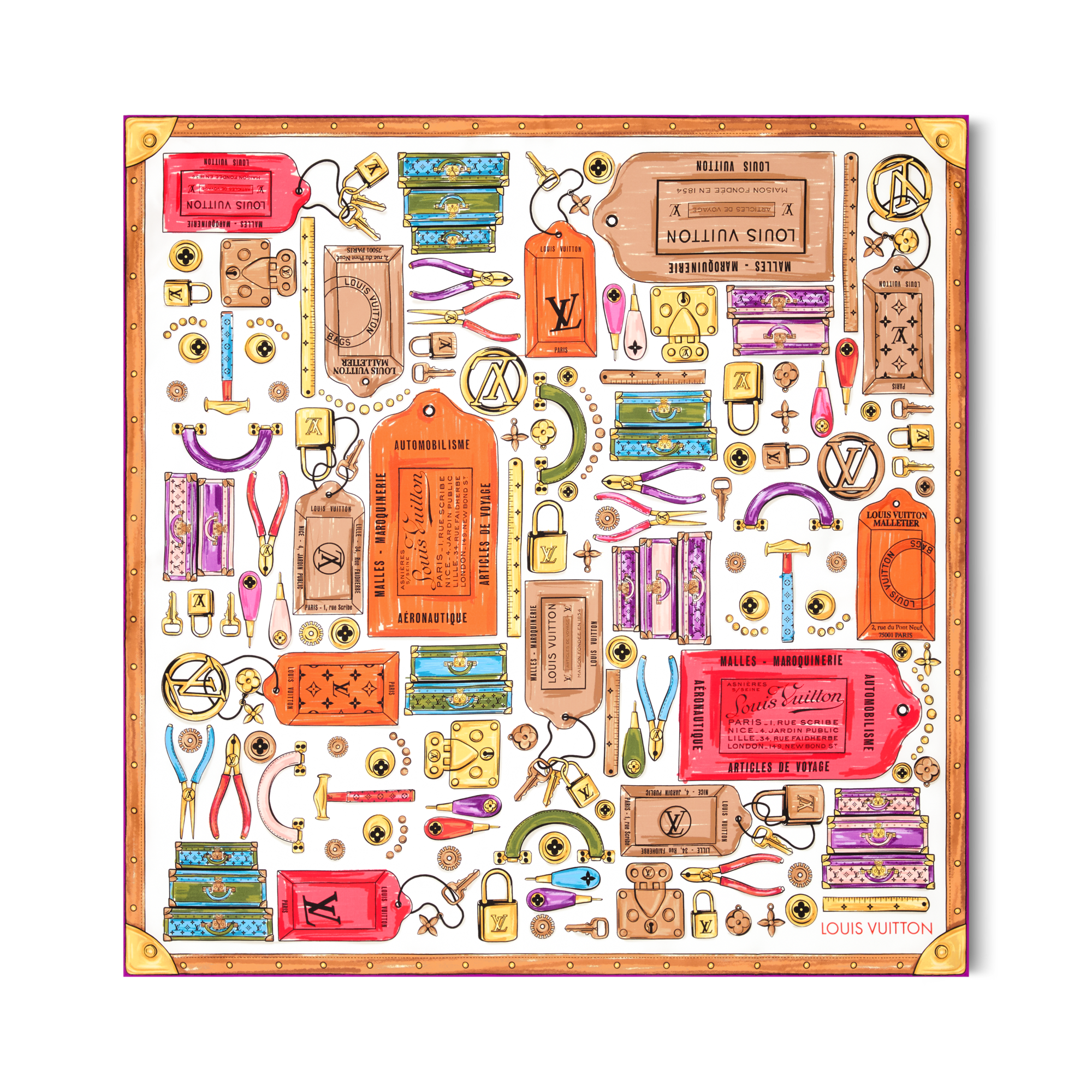 Khăn Lụa Vuông LV Tool Box 90 . in Đồ Nữ