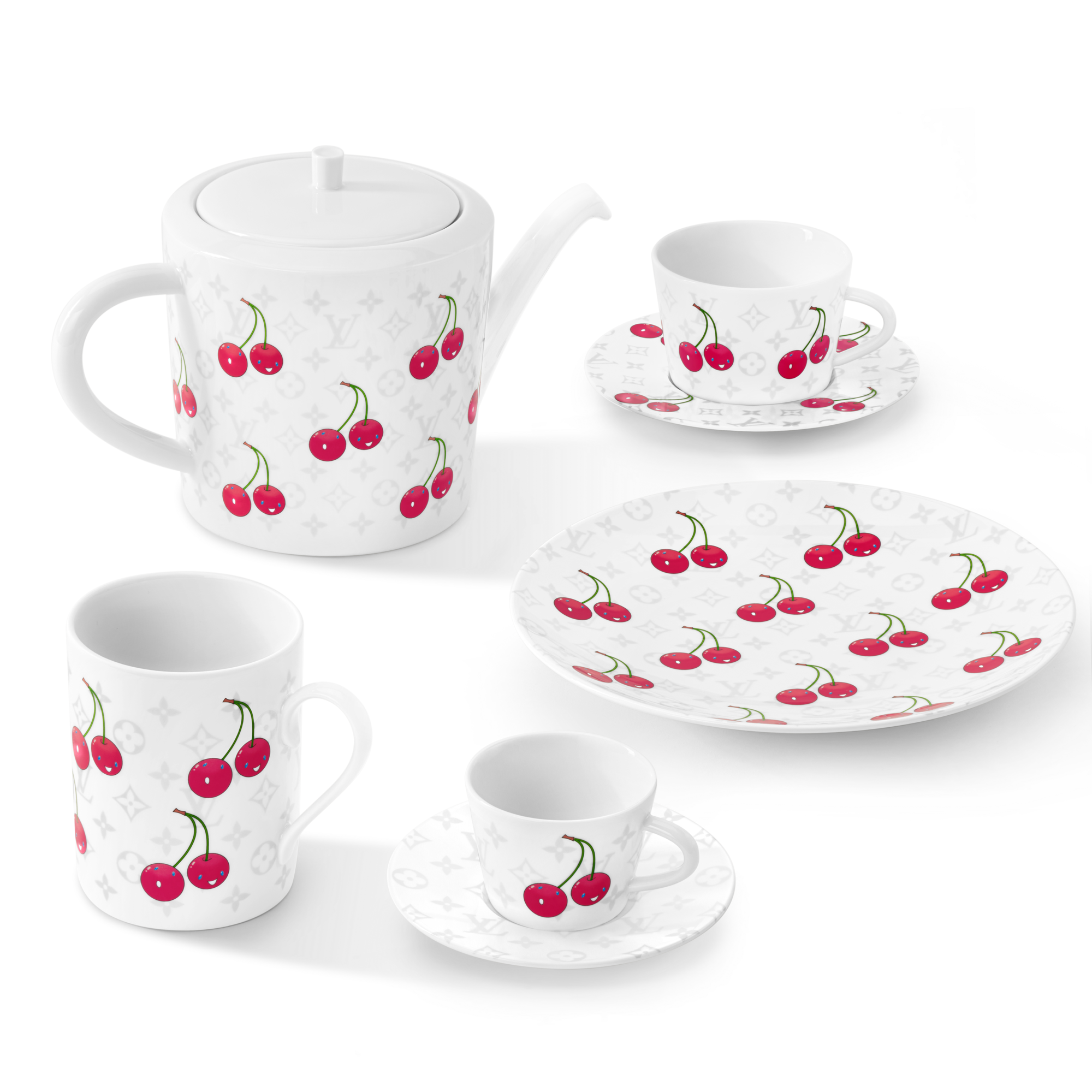 Bộ Đĩa Tráng Miệng LV x TM - 2 Chiếc Monogram Cerises in Rương, Phụ kiện du lịch và Trang trí nội thất