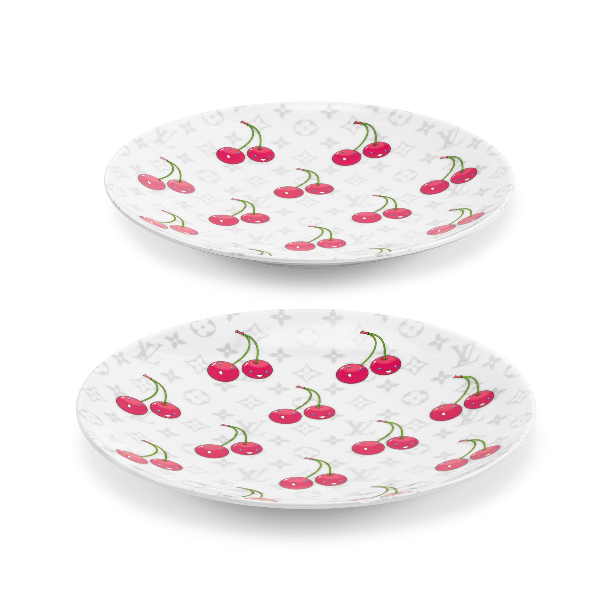 Bộ Đĩa Tráng Miệng LV x TM - 2 Chiếc Monogram Cerises in Rương, Phụ kiện du lịch và Trang trí nội thất