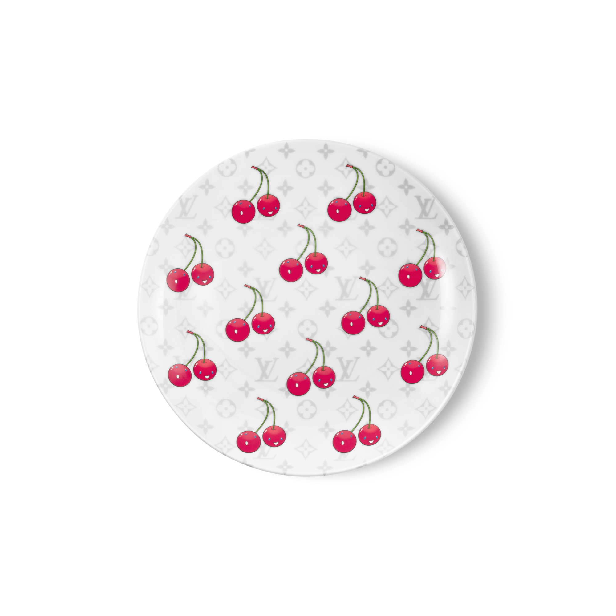Bộ Đĩa Tráng Miệng LV x TM - 2 Chiếc Monogram Cerises in Rương, Phụ kiện du lịch và Trang trí nội thất