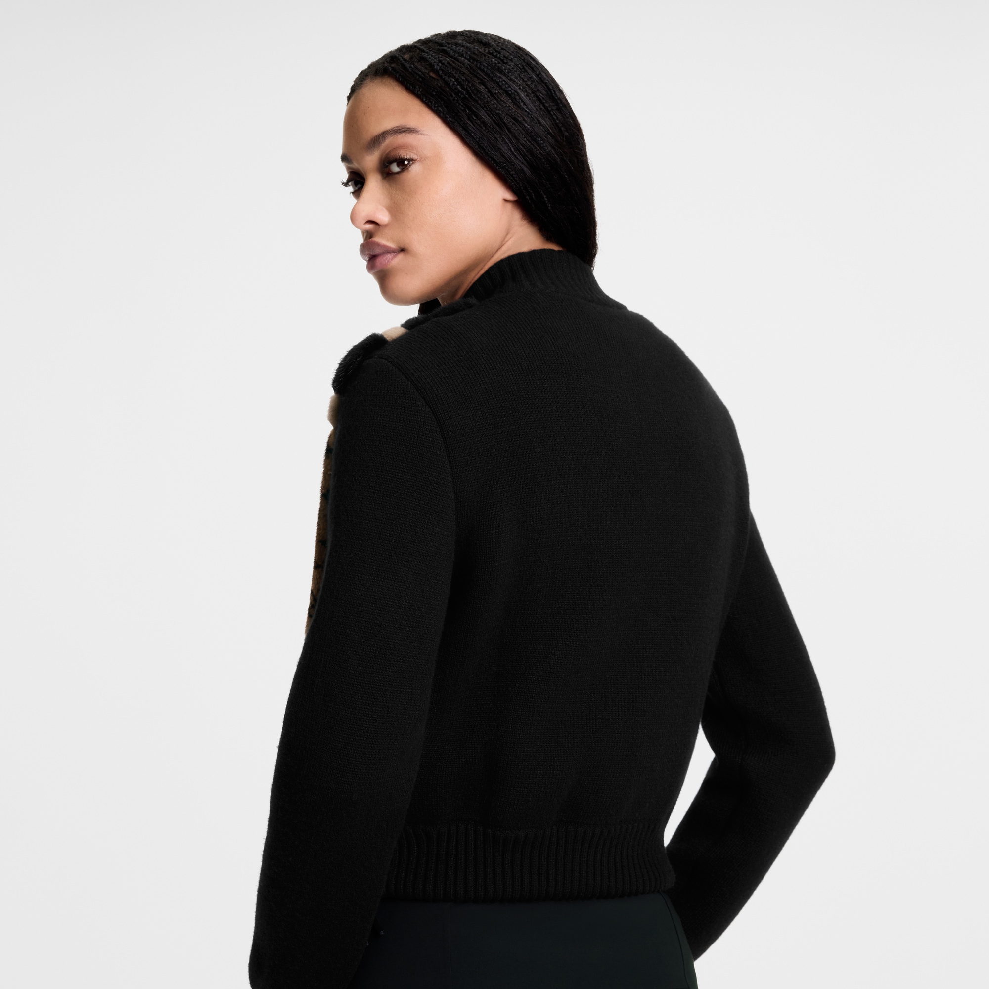 Mink Intarsia Bi-Matiere Cropped Bomber  in Đồ Nữ