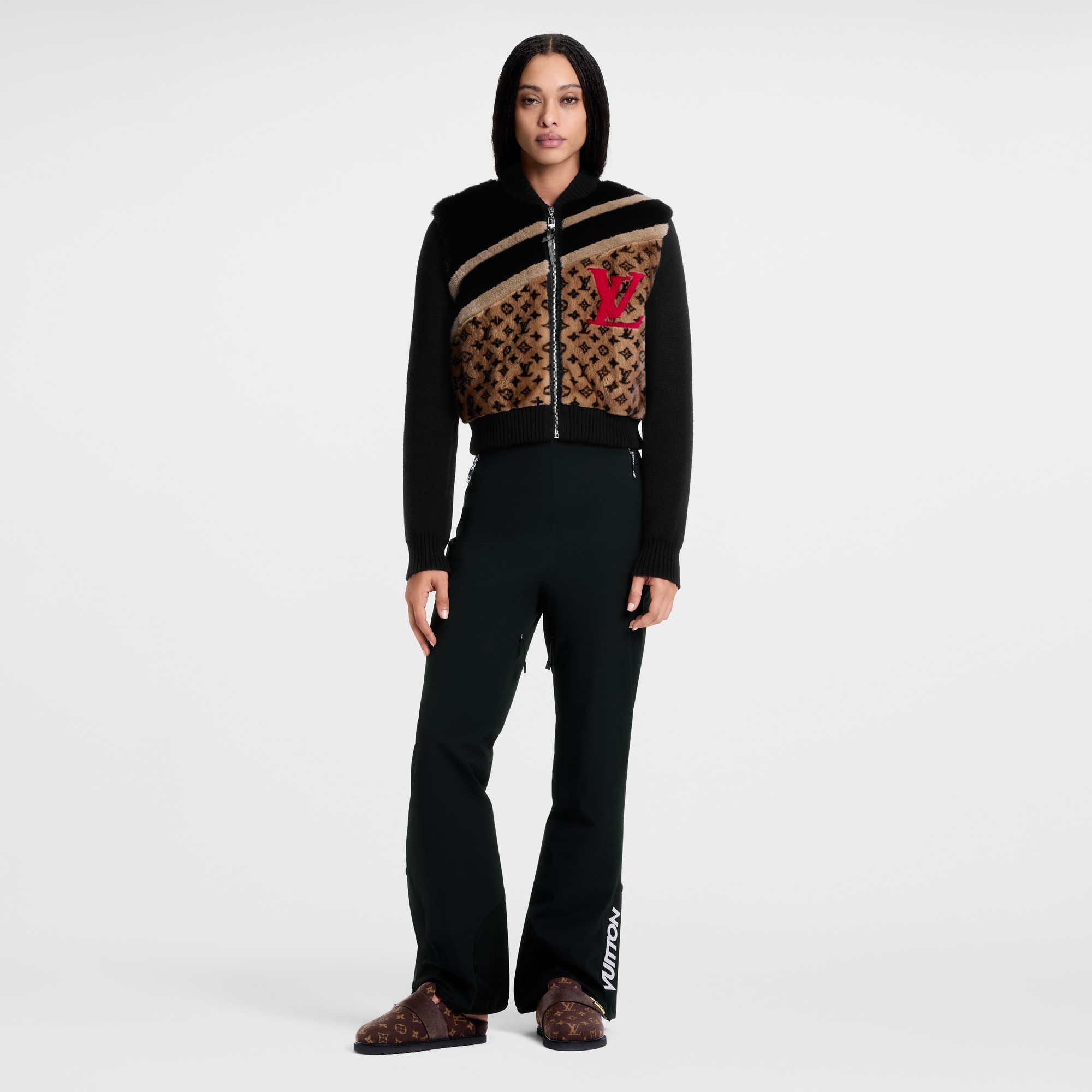 Mink Intarsia Bi-Matiere Cropped Bomber  in Đồ Nữ