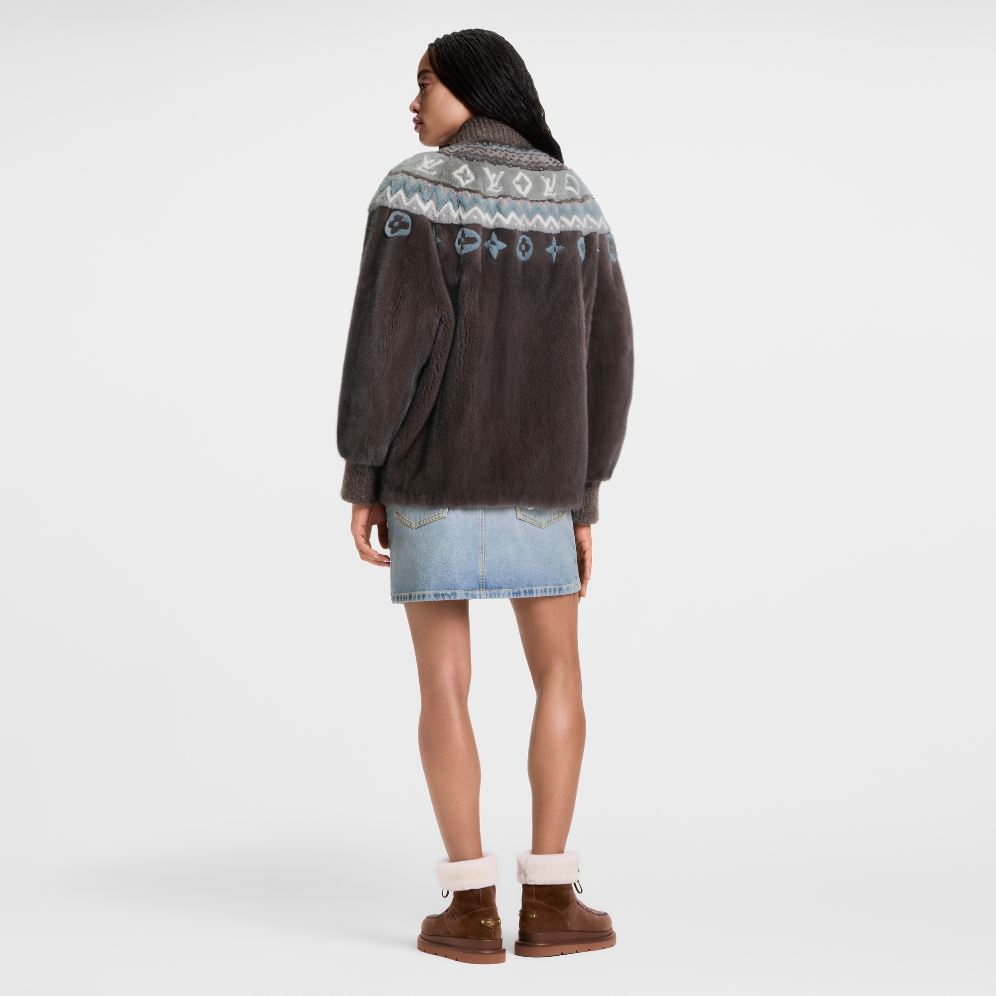 Mink Intarsia Chalet Bomber Jacket  in Đồ Nữ