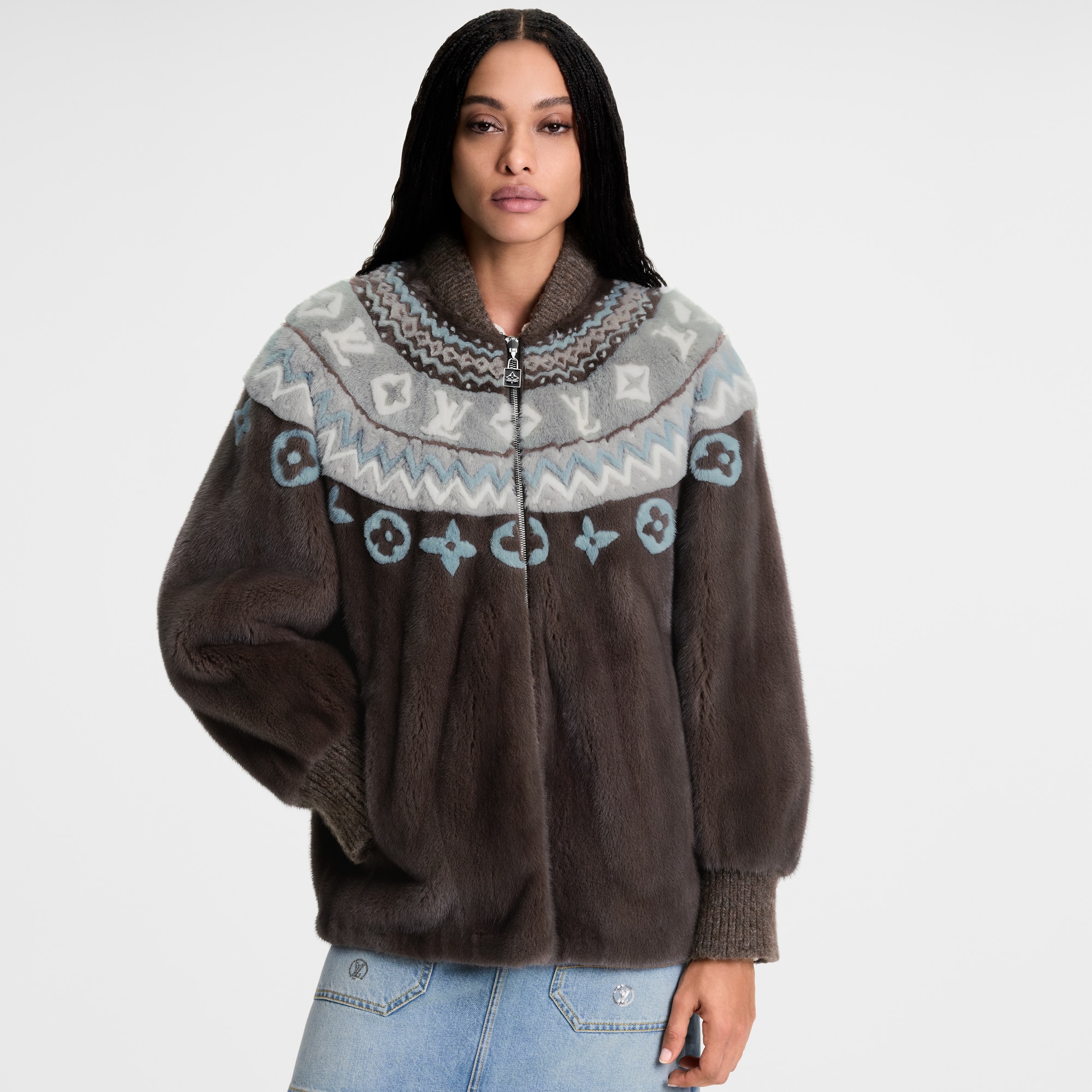 Mink Intarsia Chalet Bomber Jacket  in Đồ Nữ