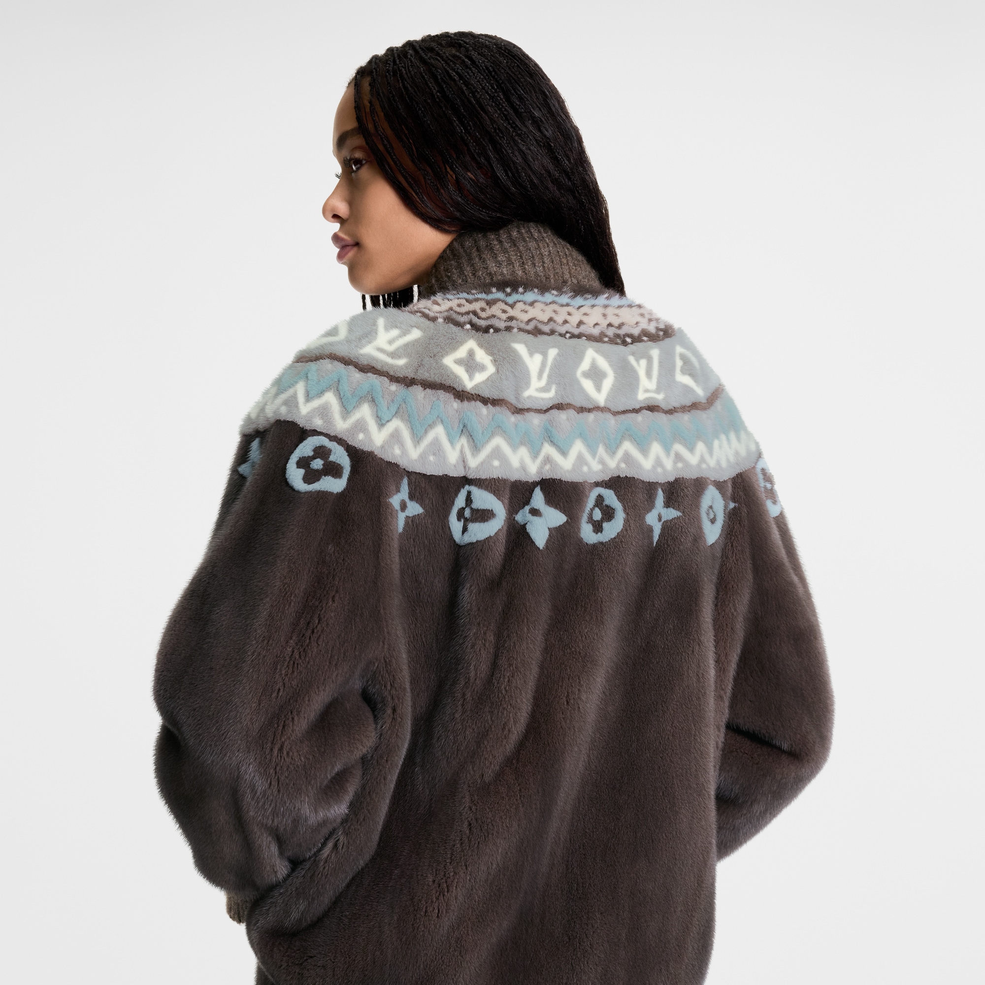 Mink Intarsia Chalet Bomber Jacket  in Đồ Nữ