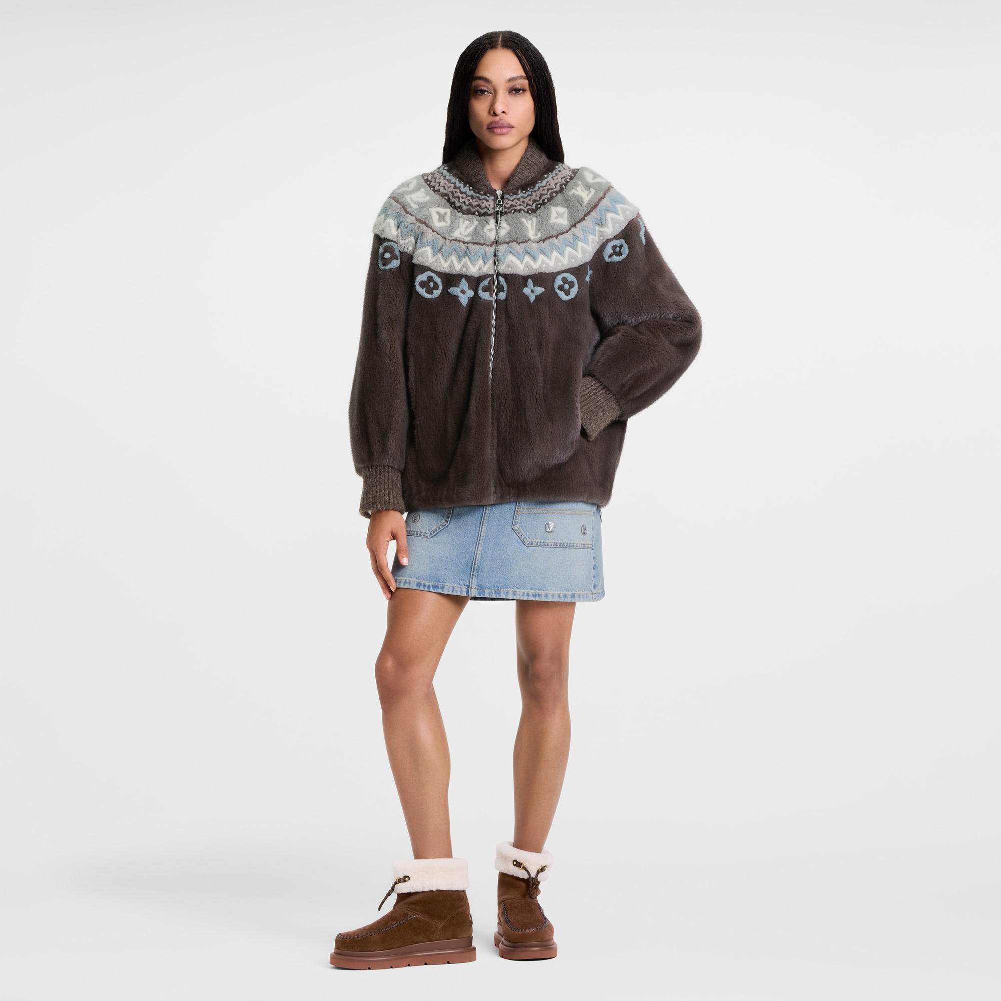 Mink Intarsia Chalet Bomber Jacket  in Đồ Nữ