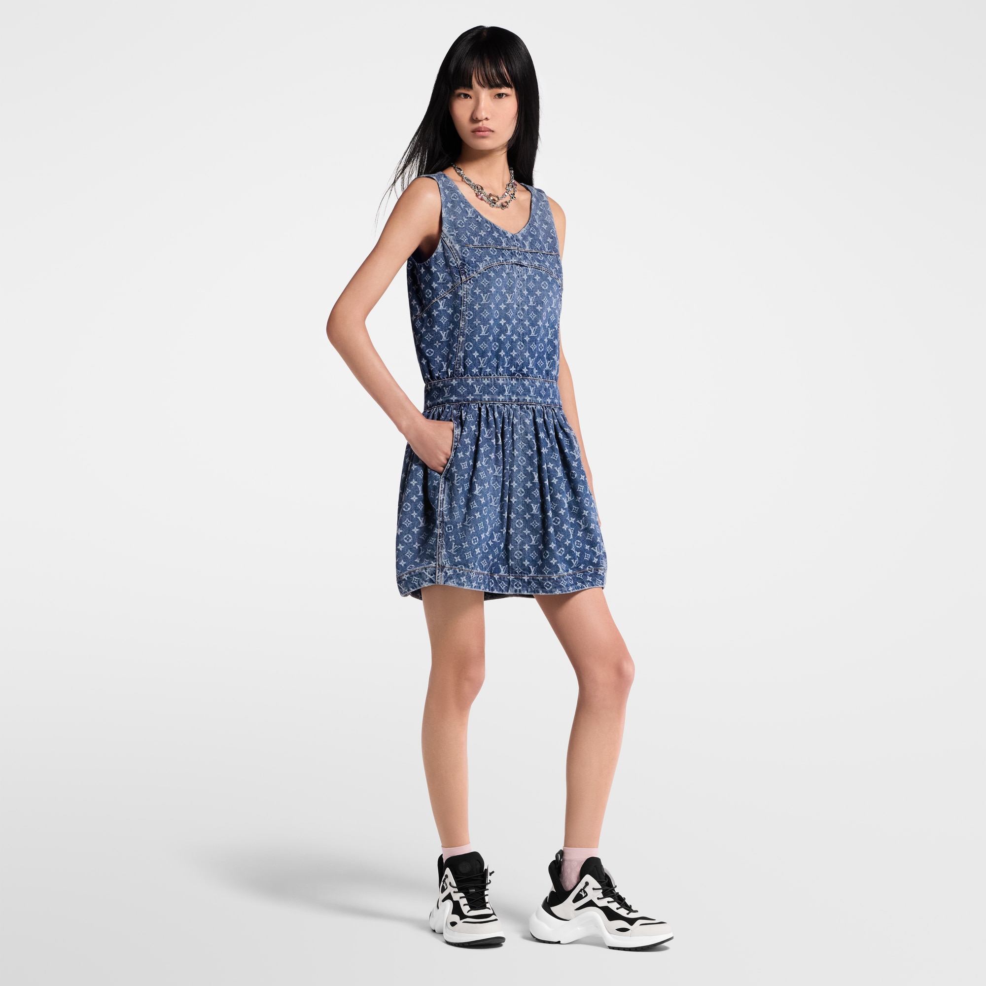 Đầm Denim Họa Tiết Monogram  in Đồ Nữ