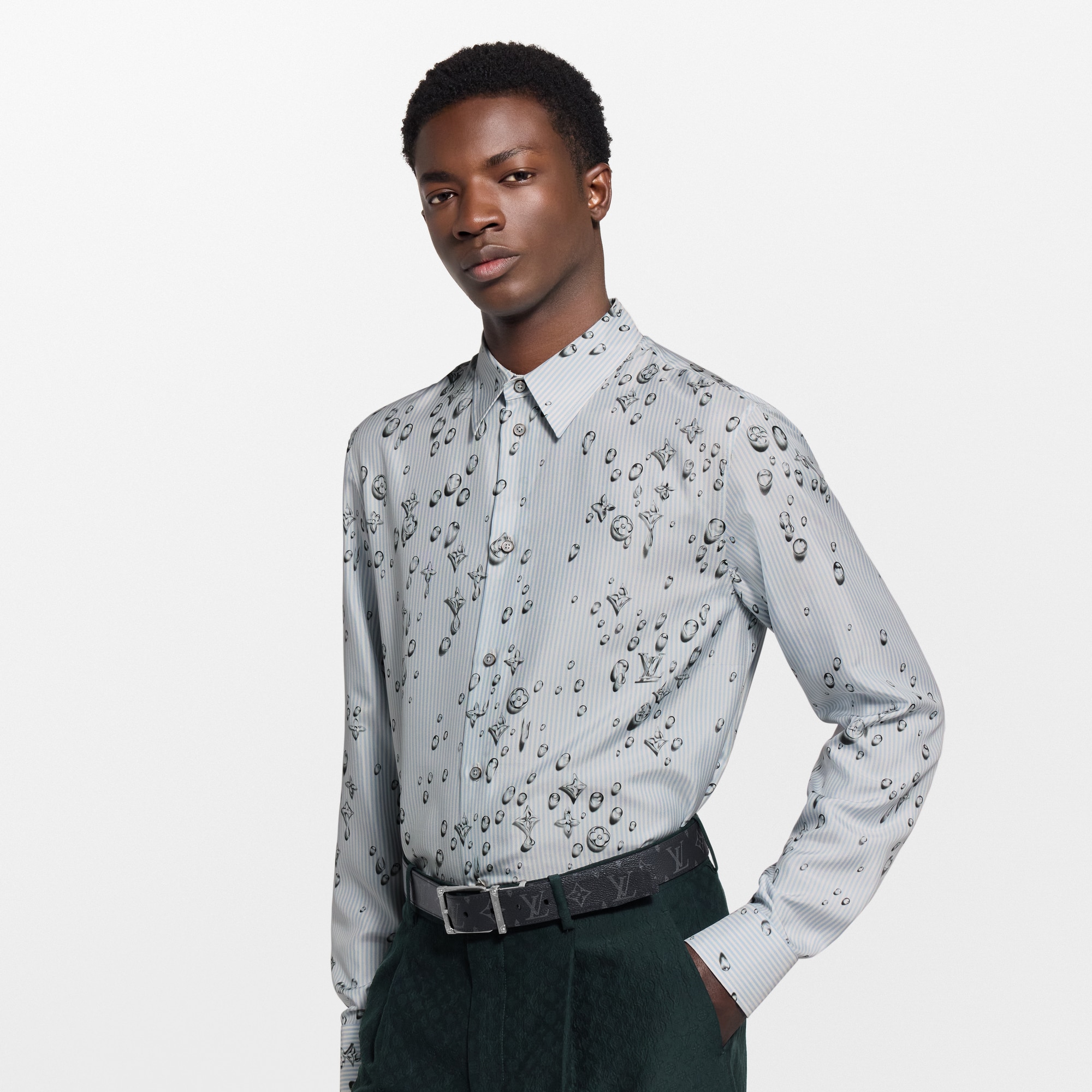 Monogram Striped Silk Shirt  in Đồ Nam