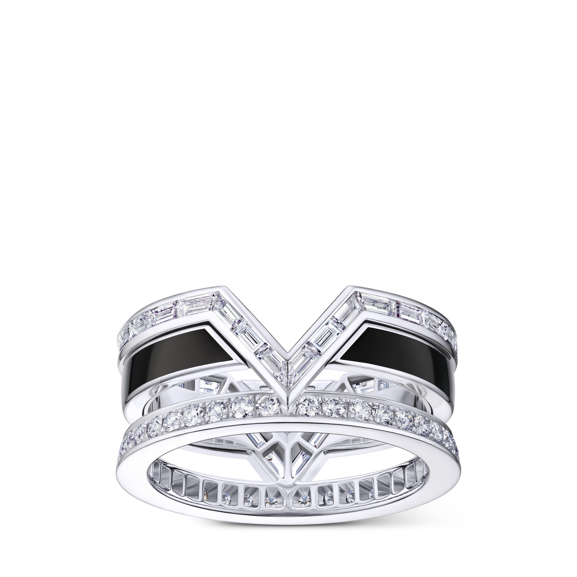 Pure V Ring, White Gold, Black Lacquer and Diamonds  in Trang sức