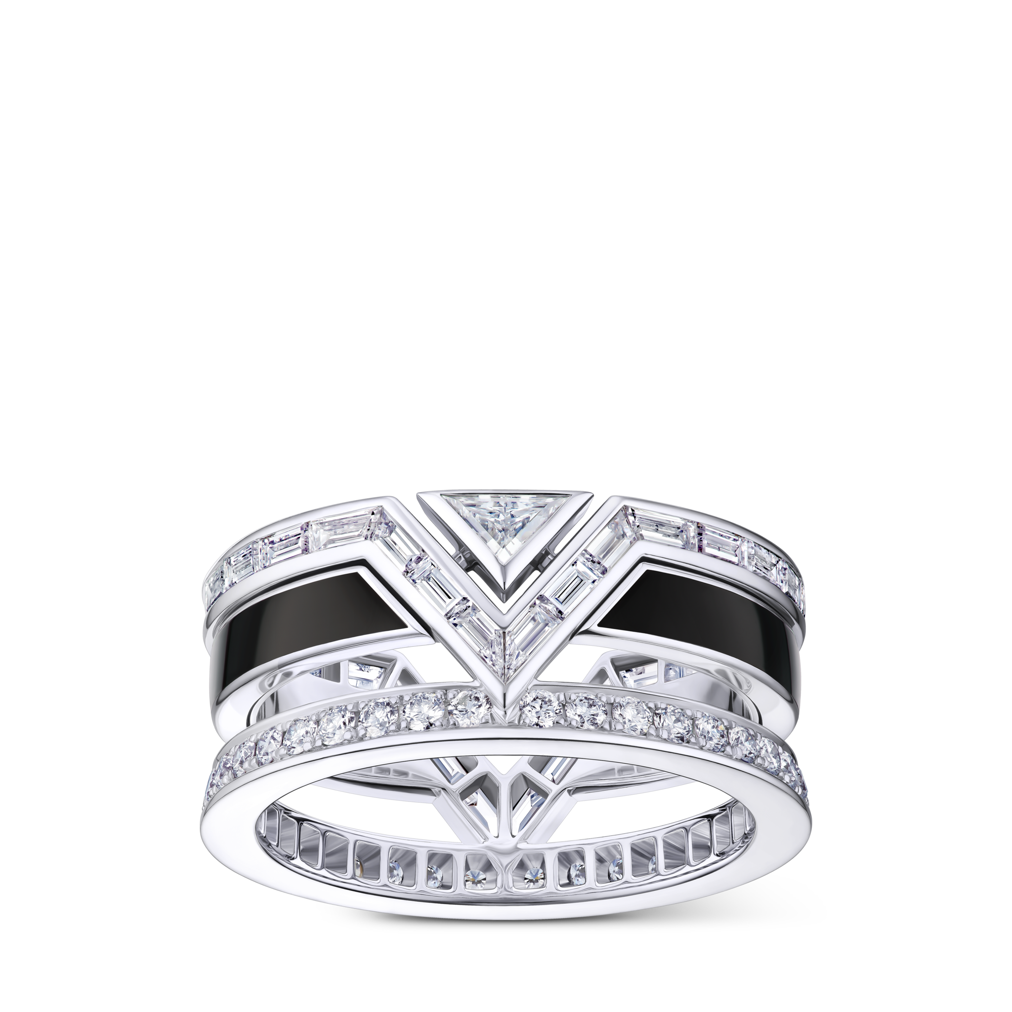 Pure V Ring, White Gold, Black Lacquer and Diamonds  in Trang sức