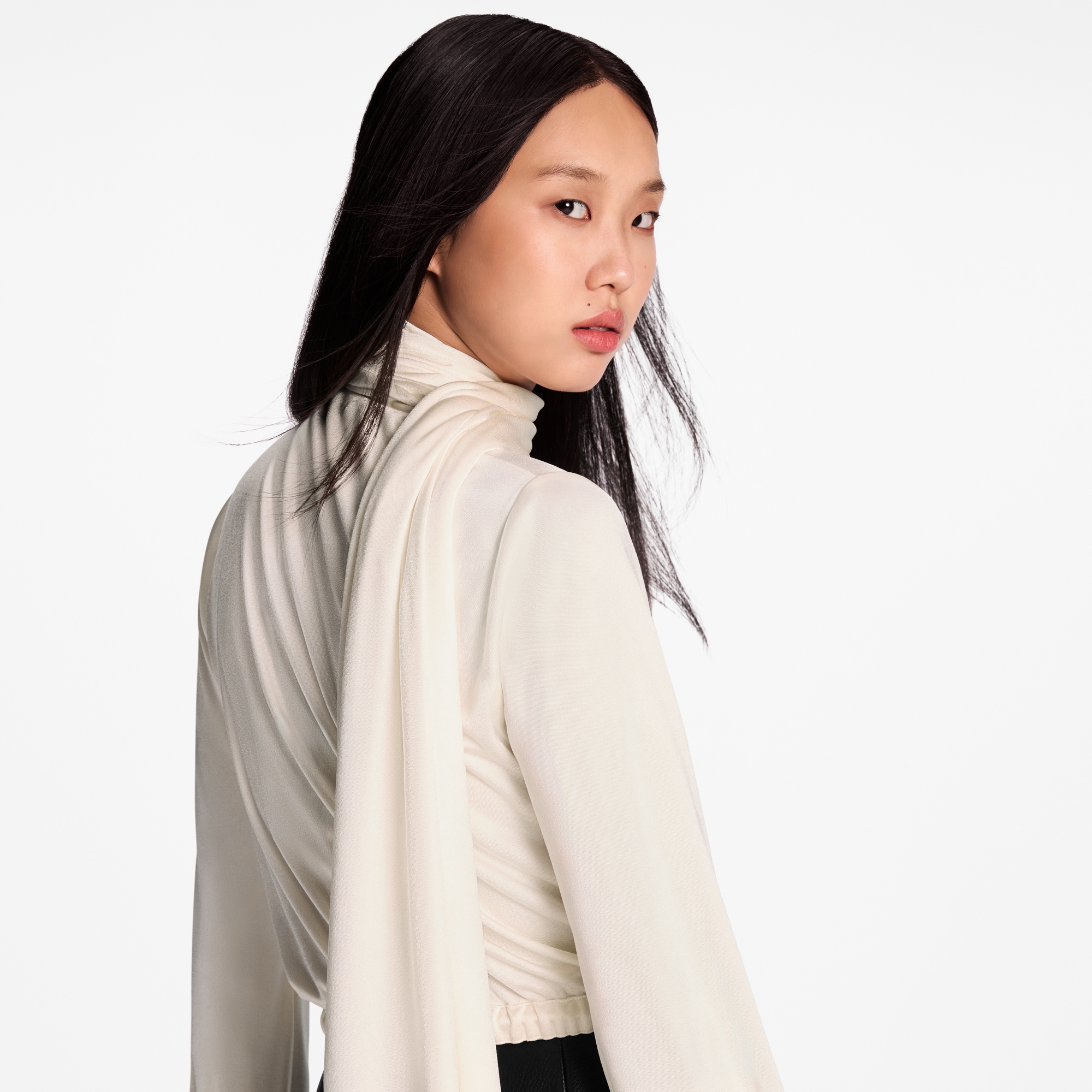 Scarf Collar Long-Sleeved Top  in Đồ Nữ