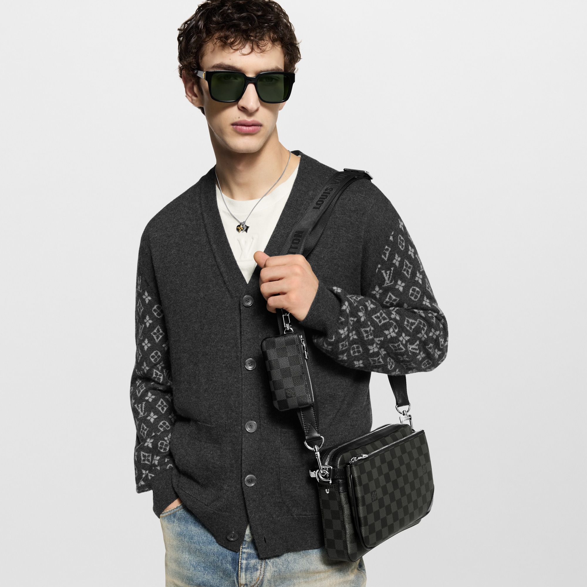 Túi Trio Messenger Damier Graphite in Đồ Nam