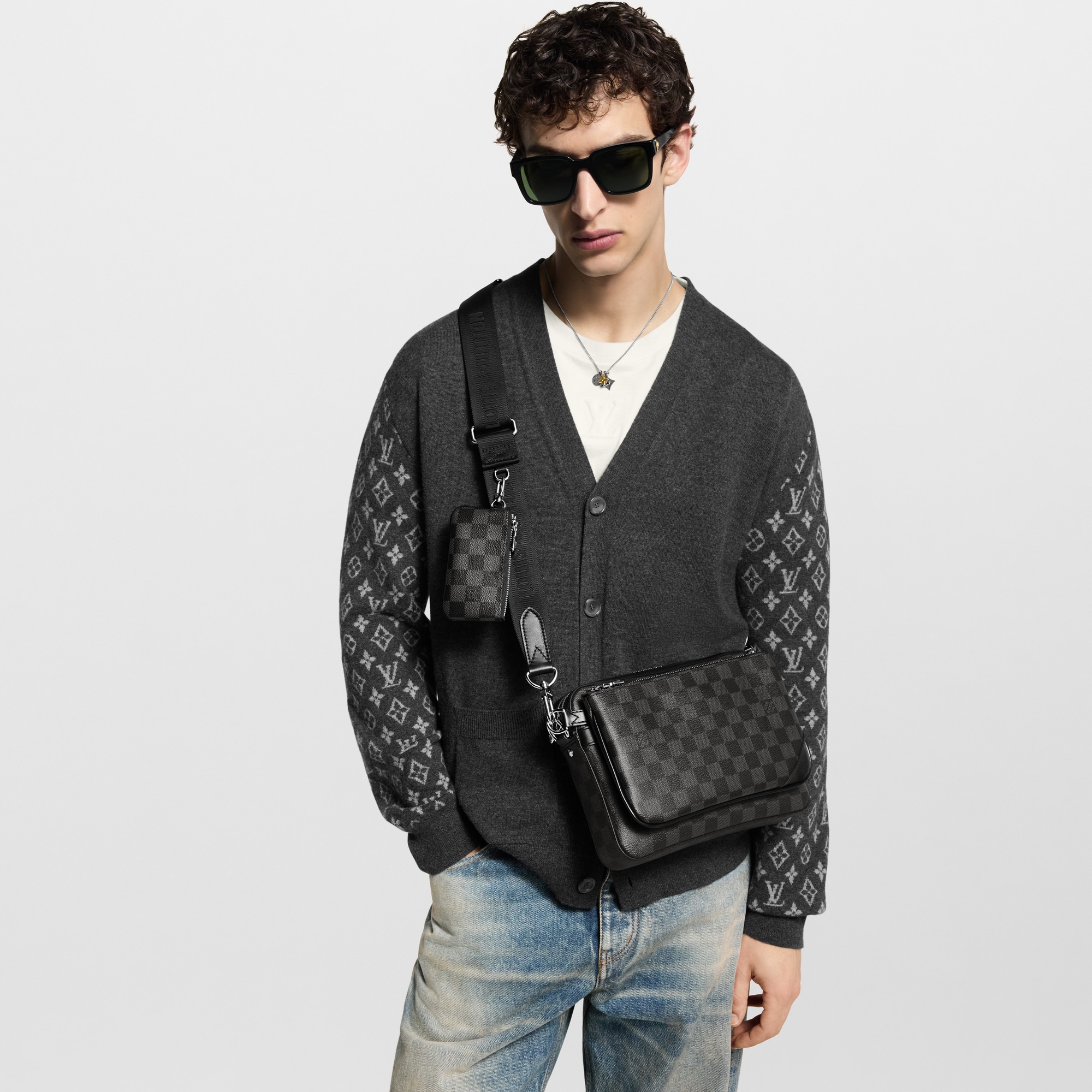 Túi Trio Messenger Damier Graphite in Đồ Nam