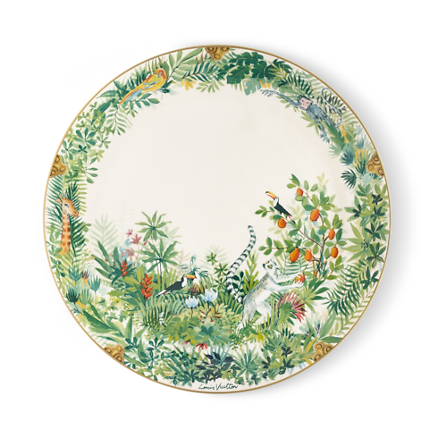 Bộ Đĩa Tropical Jungle - 2 Chiếc in Rương, Phụ kiện du lịch và Trang trí nội thất's Trang trí nội thất và Nghệ thuật không gian phòng ăn Nghệ thuật không gian phòng ăn collections by Louis Vuitton (Thu phóng sản phẩm)