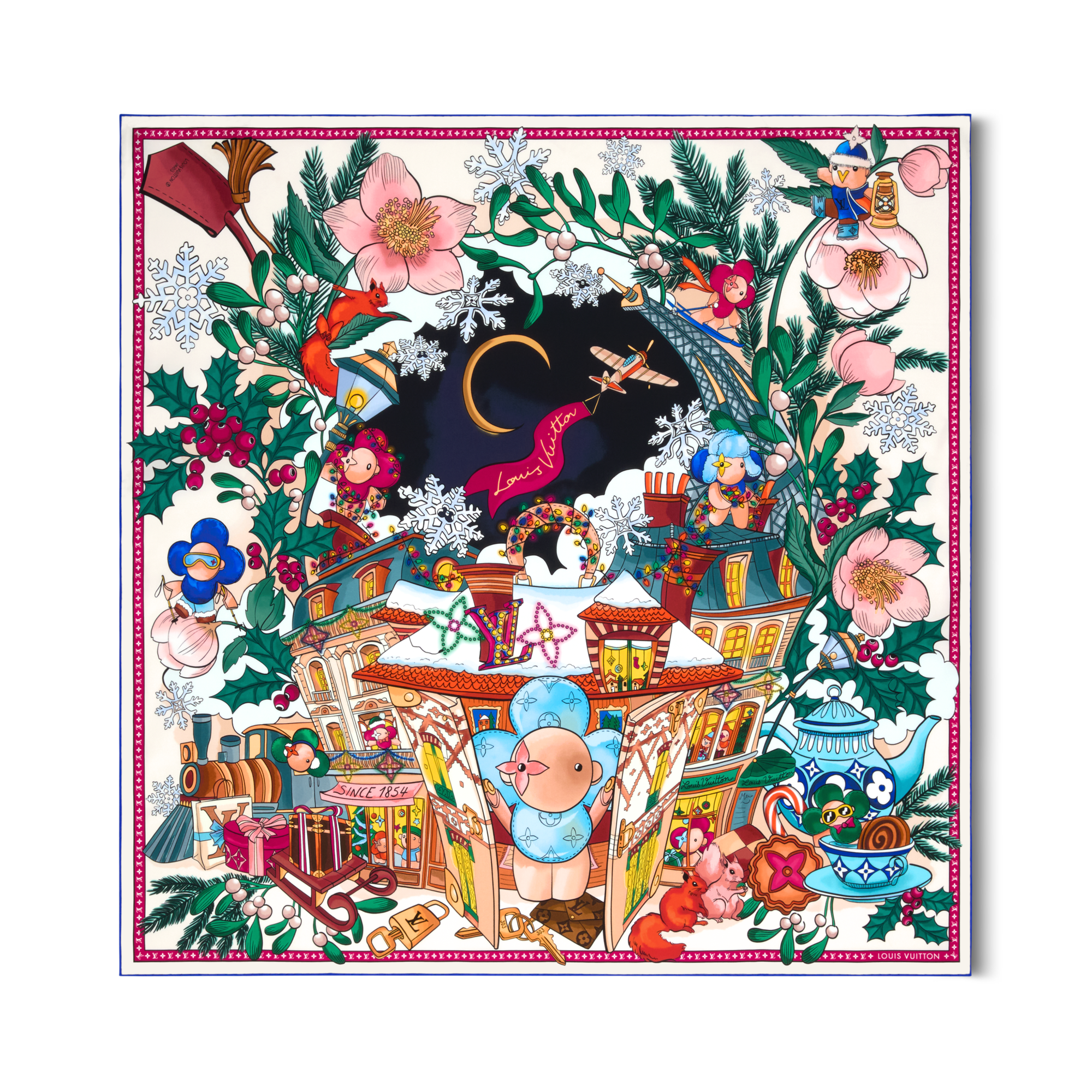 Khăn Lụa Vuông Vivienne Winter Celebration 90 . in Đồ Nữ