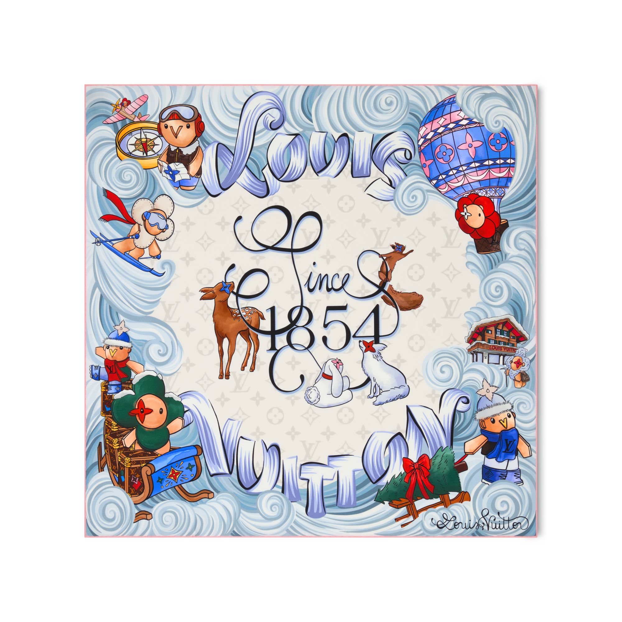Khăn Lụa Vuông Vivienne Winter Holiday 90 . in Đồ Nữ